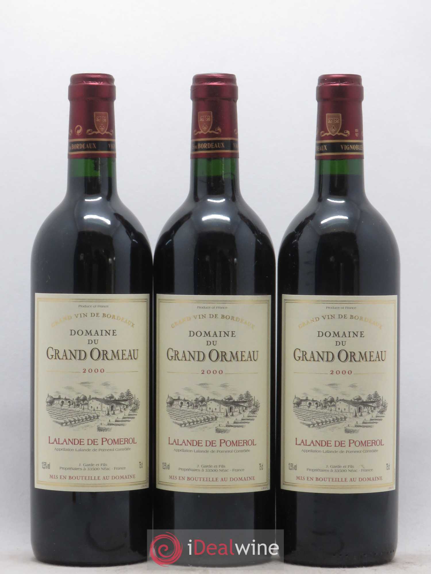 Lalande-de-Pomerol Domaine du Grand Ormeau 2000 - Posten von 3 Flaschen - 0