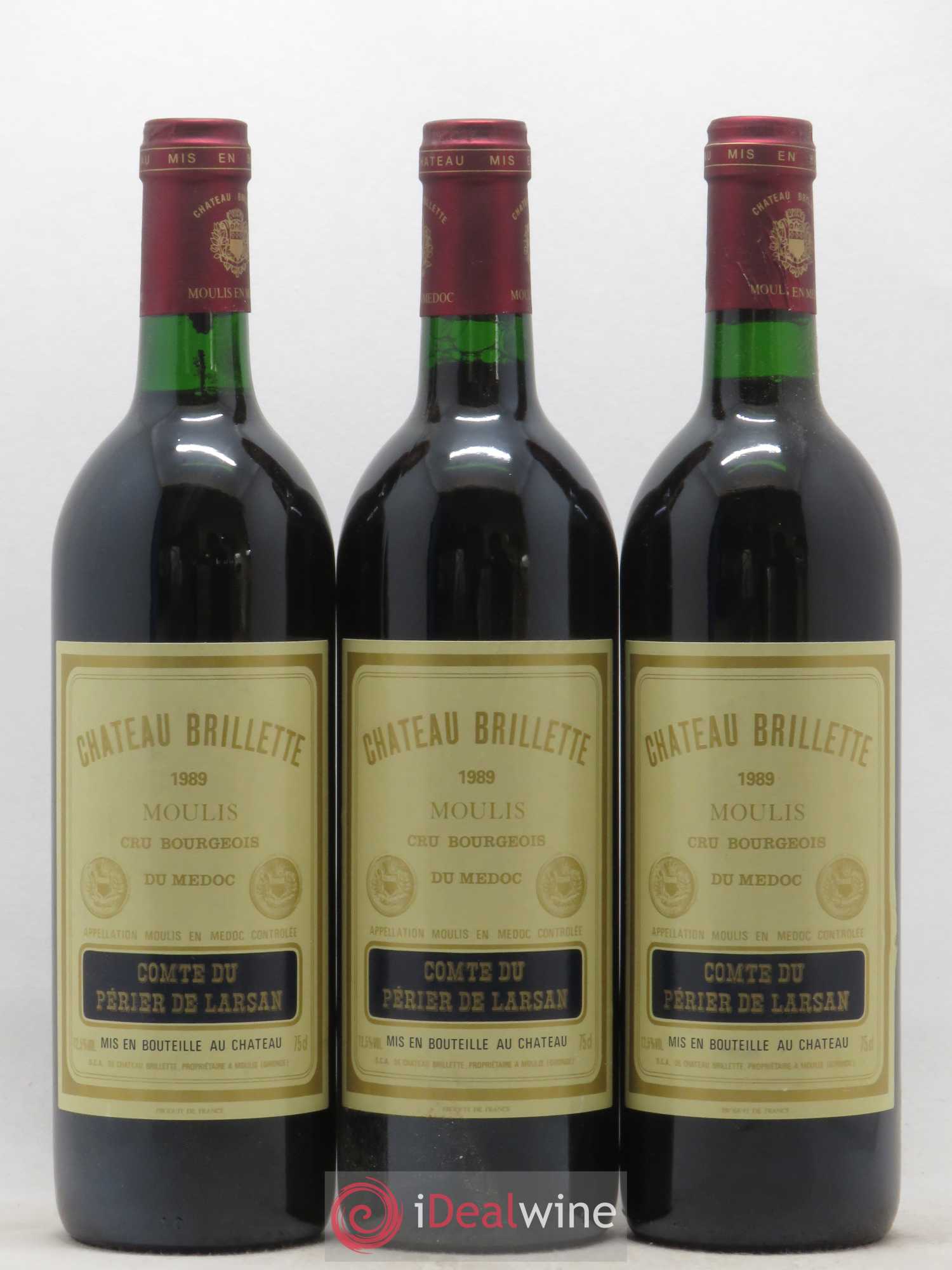 Château Brillette Cru Bourgeois 1989 - Lot de 12 bouteilles - 1