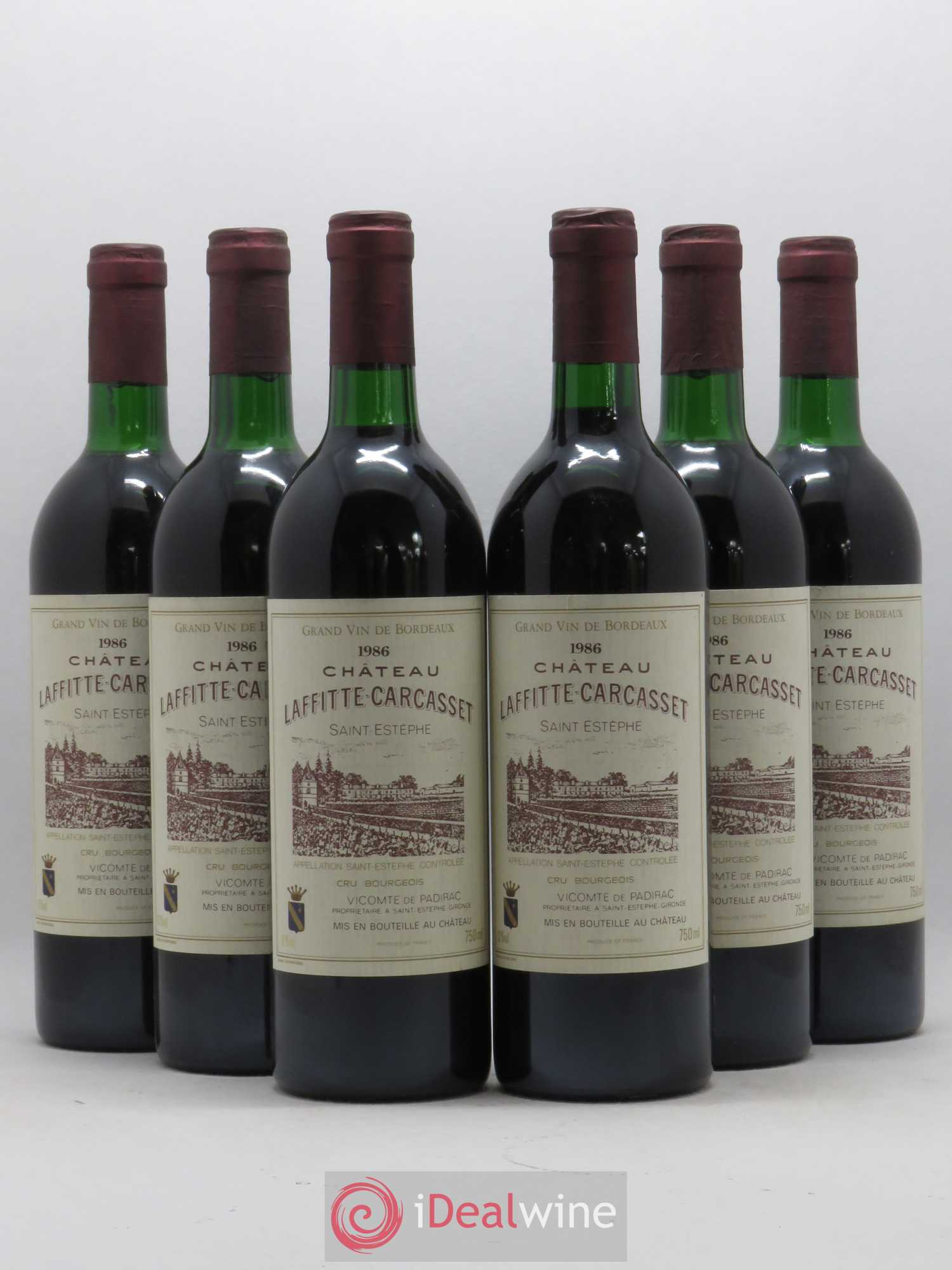 Château Laffitte Carcasset Cru Bourgeois 1986 - Lot de 6 bouteilles - 0