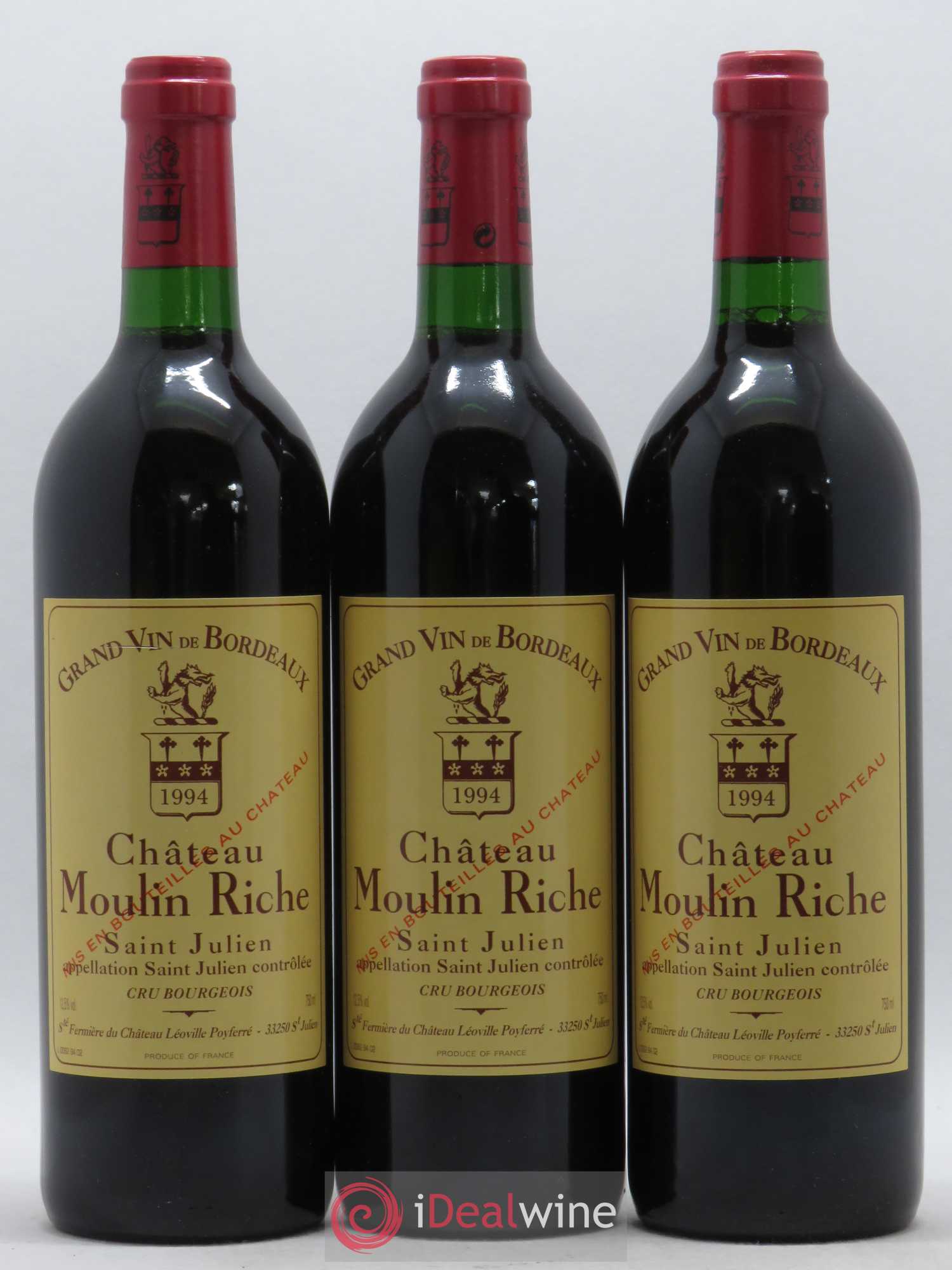 Château Moulin Riche 1994 - Lot de 3 bouteilles - 0