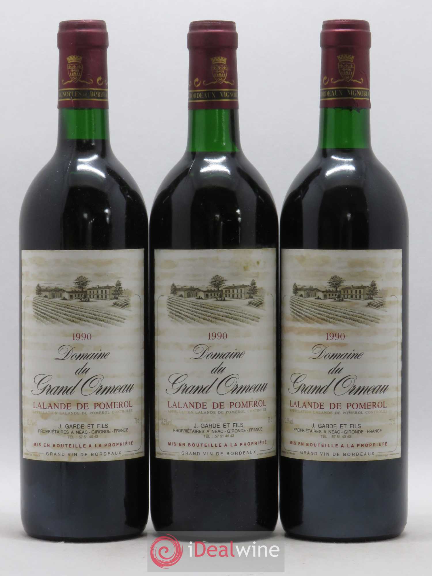 Lalande-de-Pomerol Domaine Grand Ormeau 1990 - Posten von 6 Flaschen - 2
