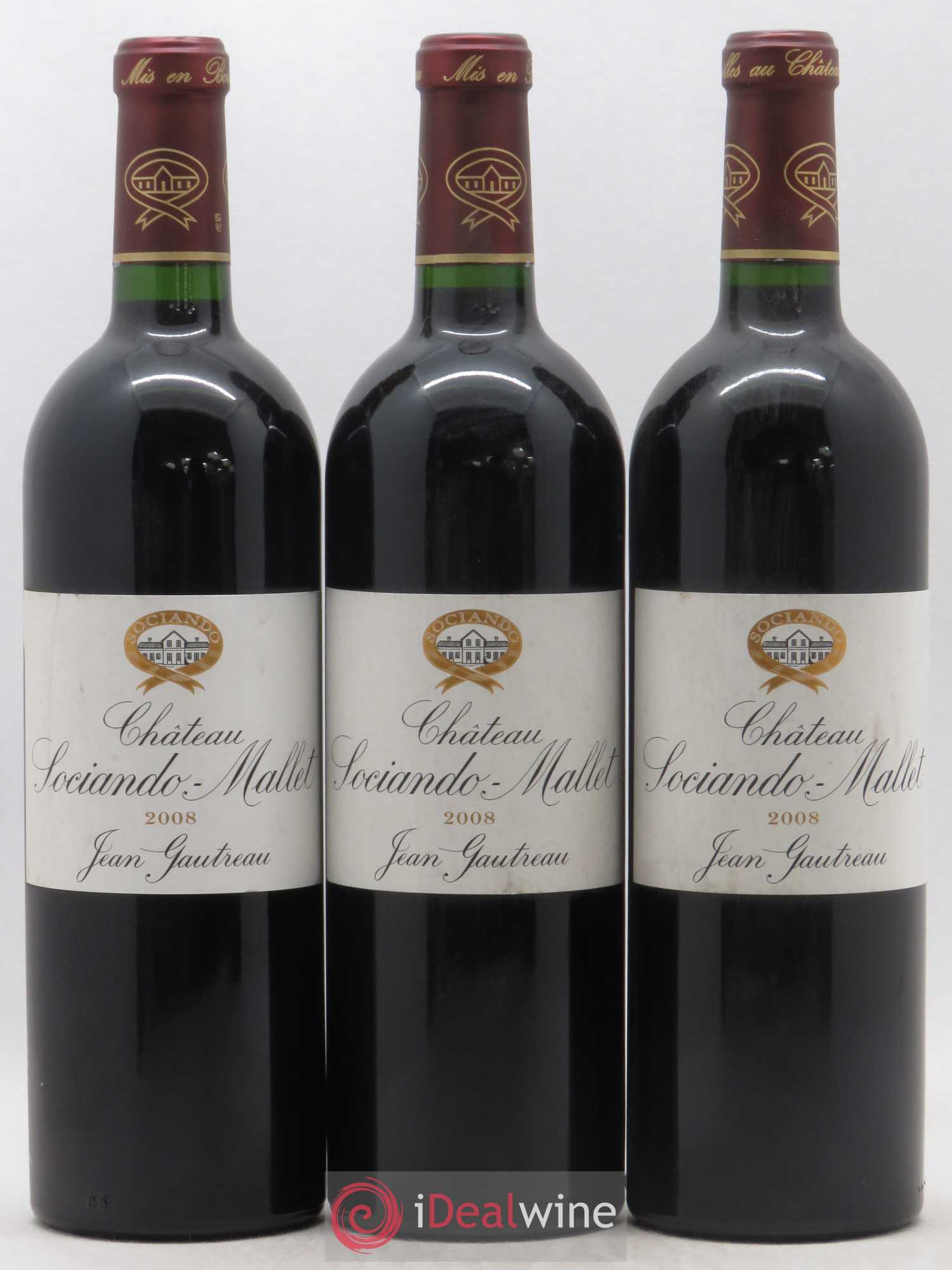 Château Sociando Mallet 2008 - Lot de 3 bouteilles - 0