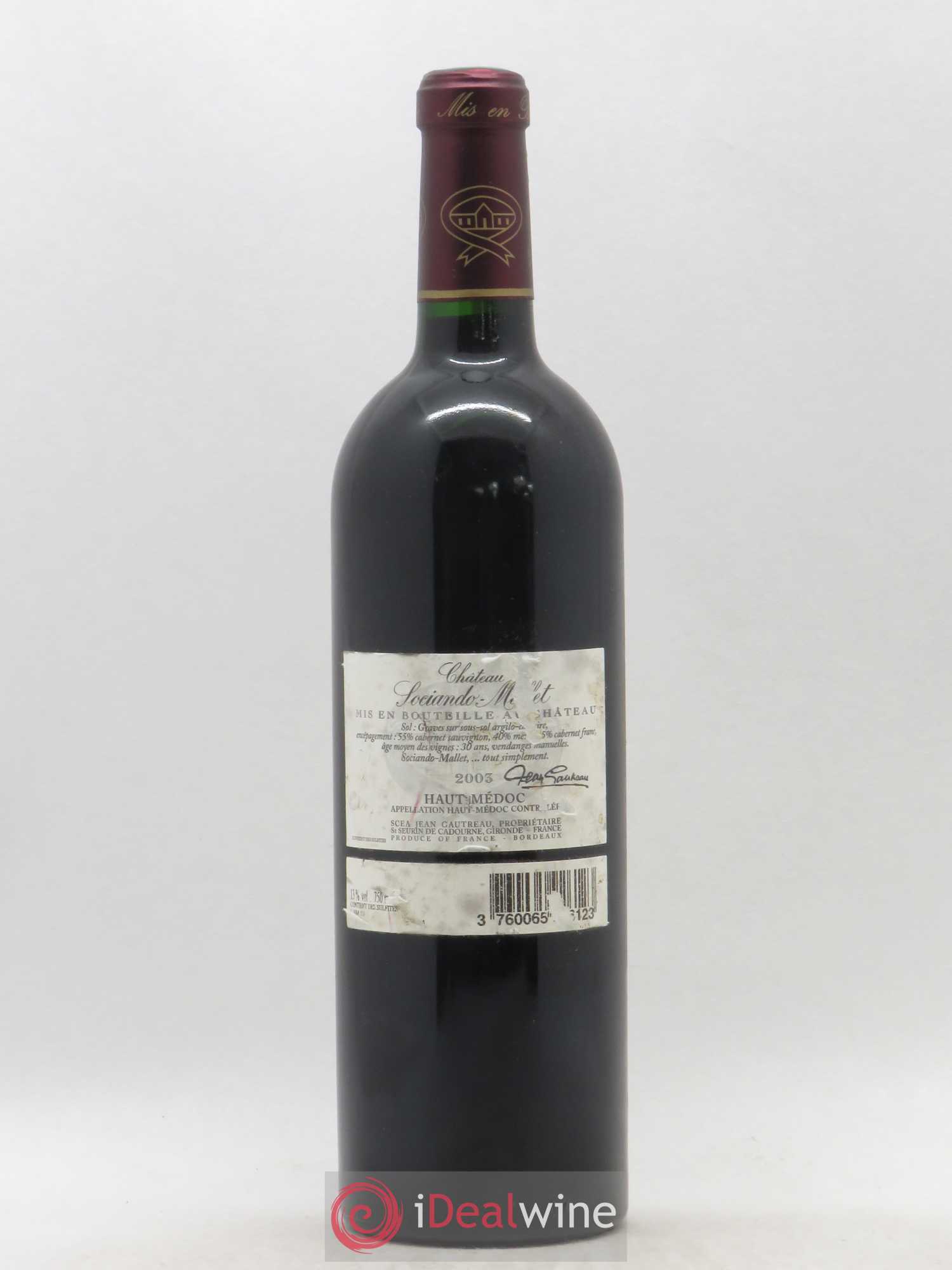 Château Sociando Mallet 2003 - Lot de 1 bouteille - 1