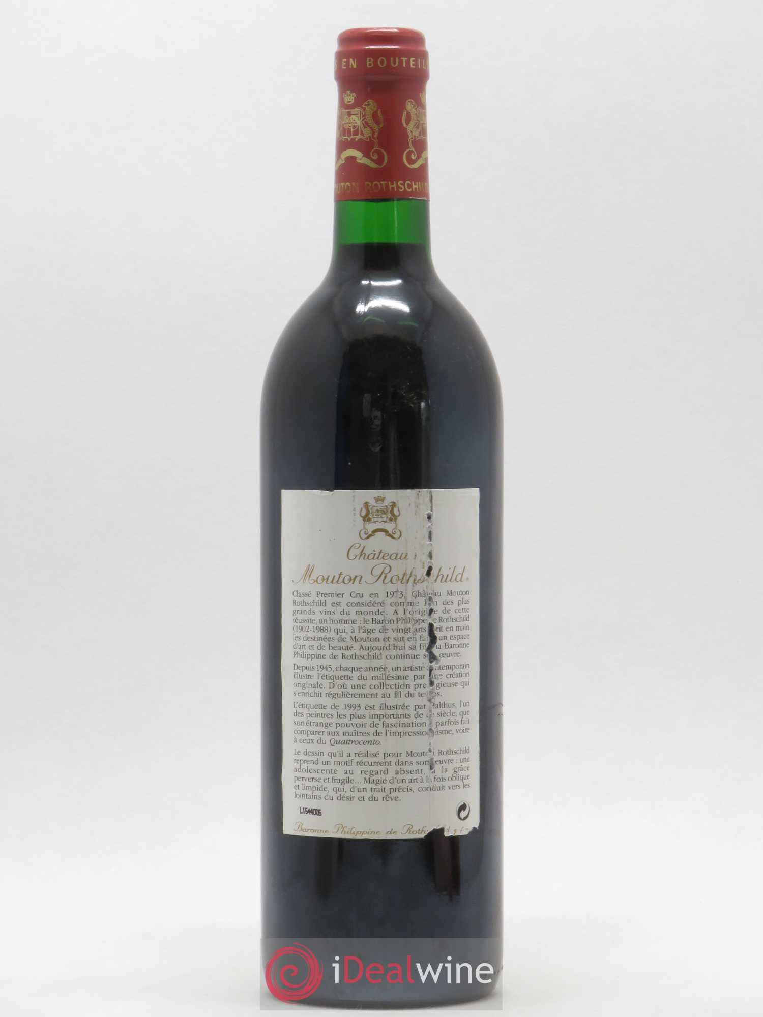 Château Mouton Rothschild 1er Grand Cru Classé 1993 - Lot de 1 bouteille - 1