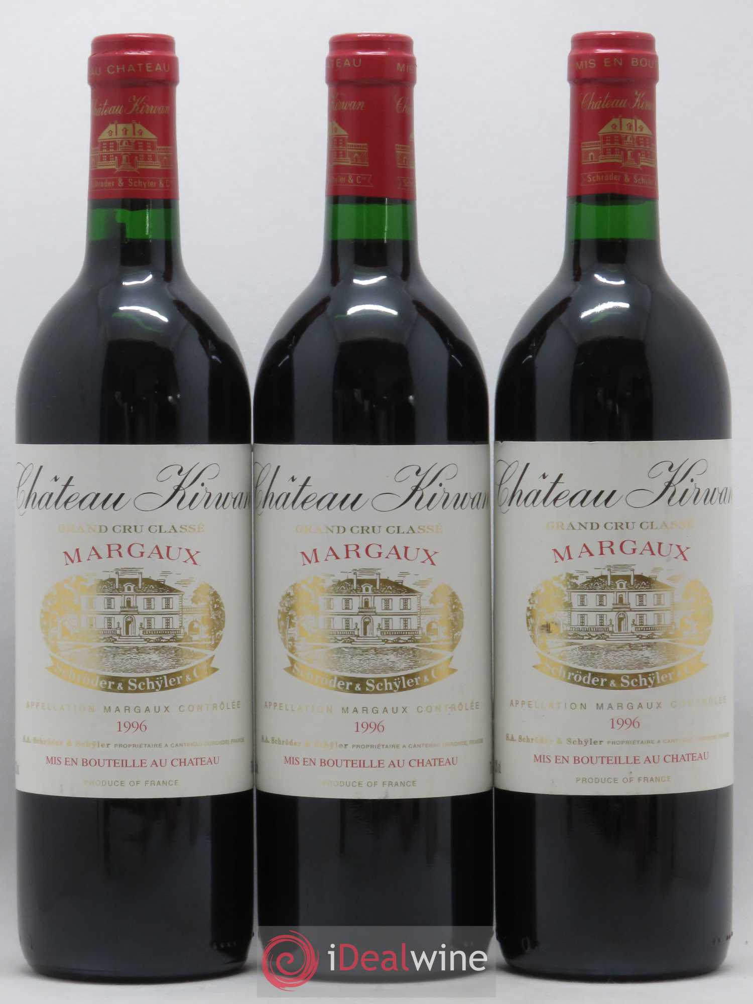Château Kirwan 3ème Grand Cru Classé 1996 - Lot de 3 bouteilles - 0