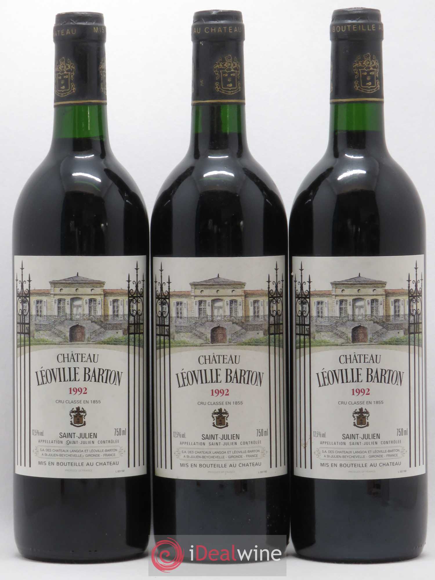 Château Léoville Barton 2ème Grand Cru Classé 1992 - Lot de 3 bouteilles - 0