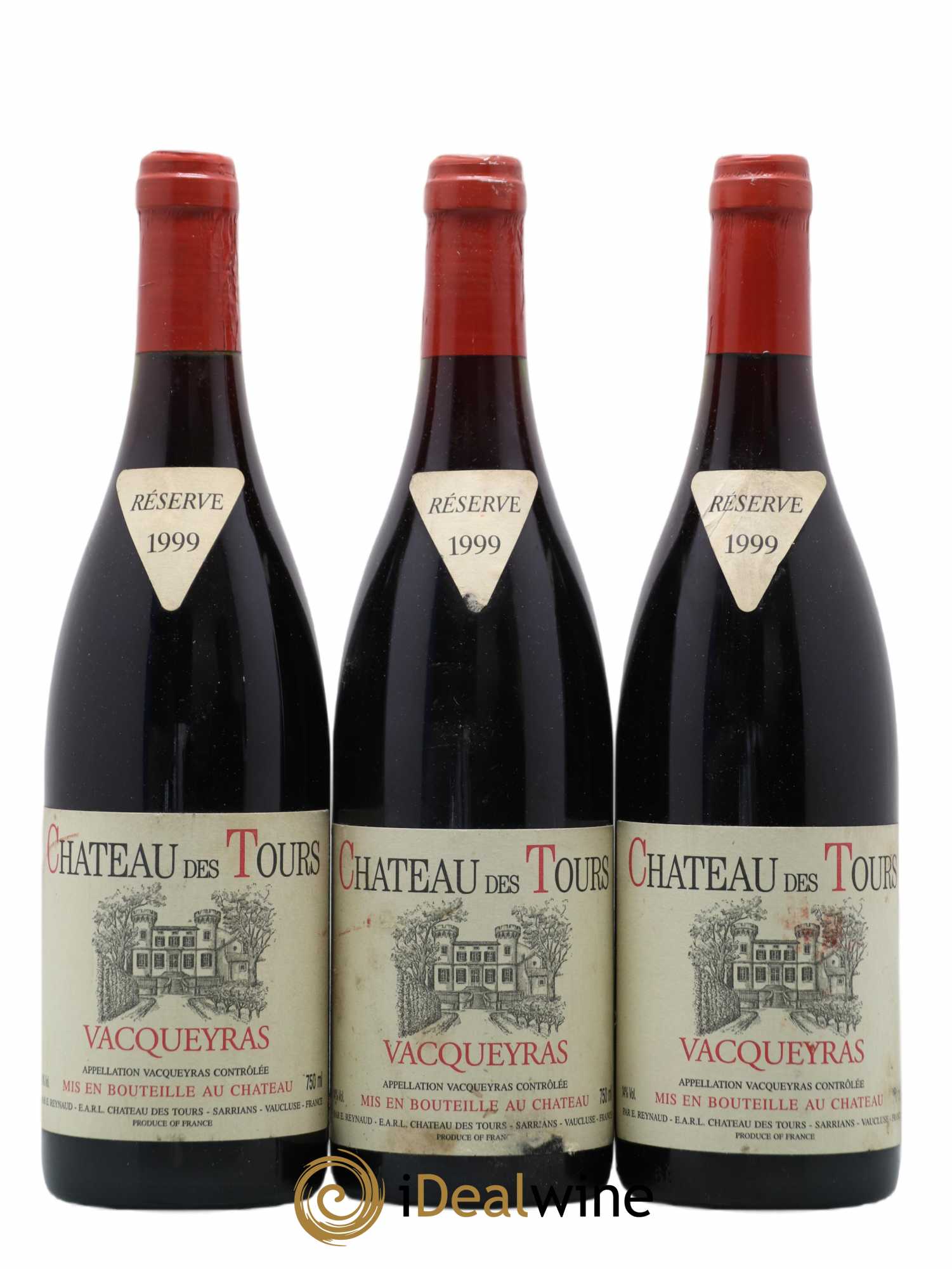 Vacqueyras Château des Tours Emmanuel Reynaud 1999 - Lot de 3 bouteilles - 0