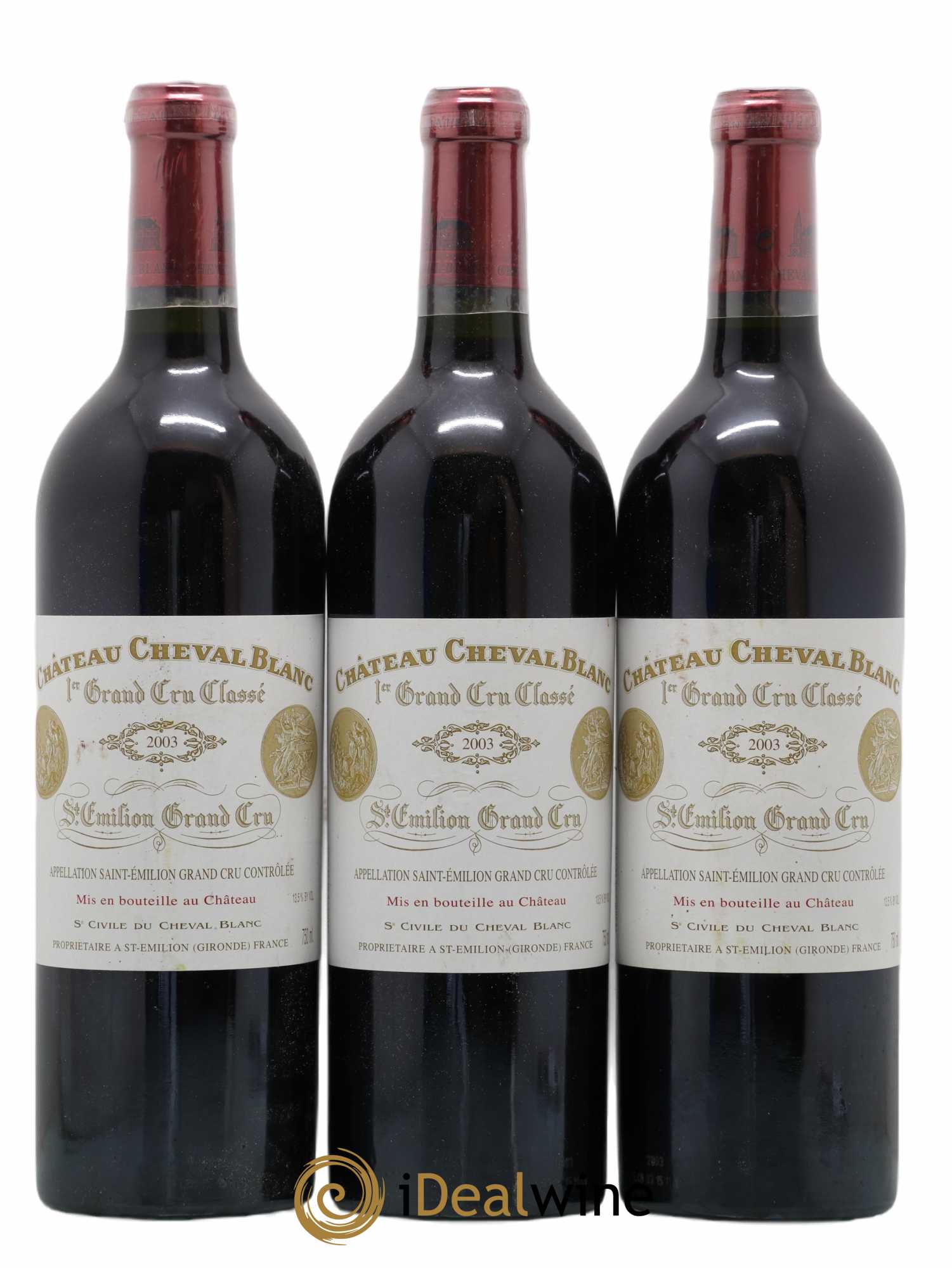 Château Cheval Blanc 1er Grand Cru Classé A 2003 - Lot de 3 bouteilles - 0