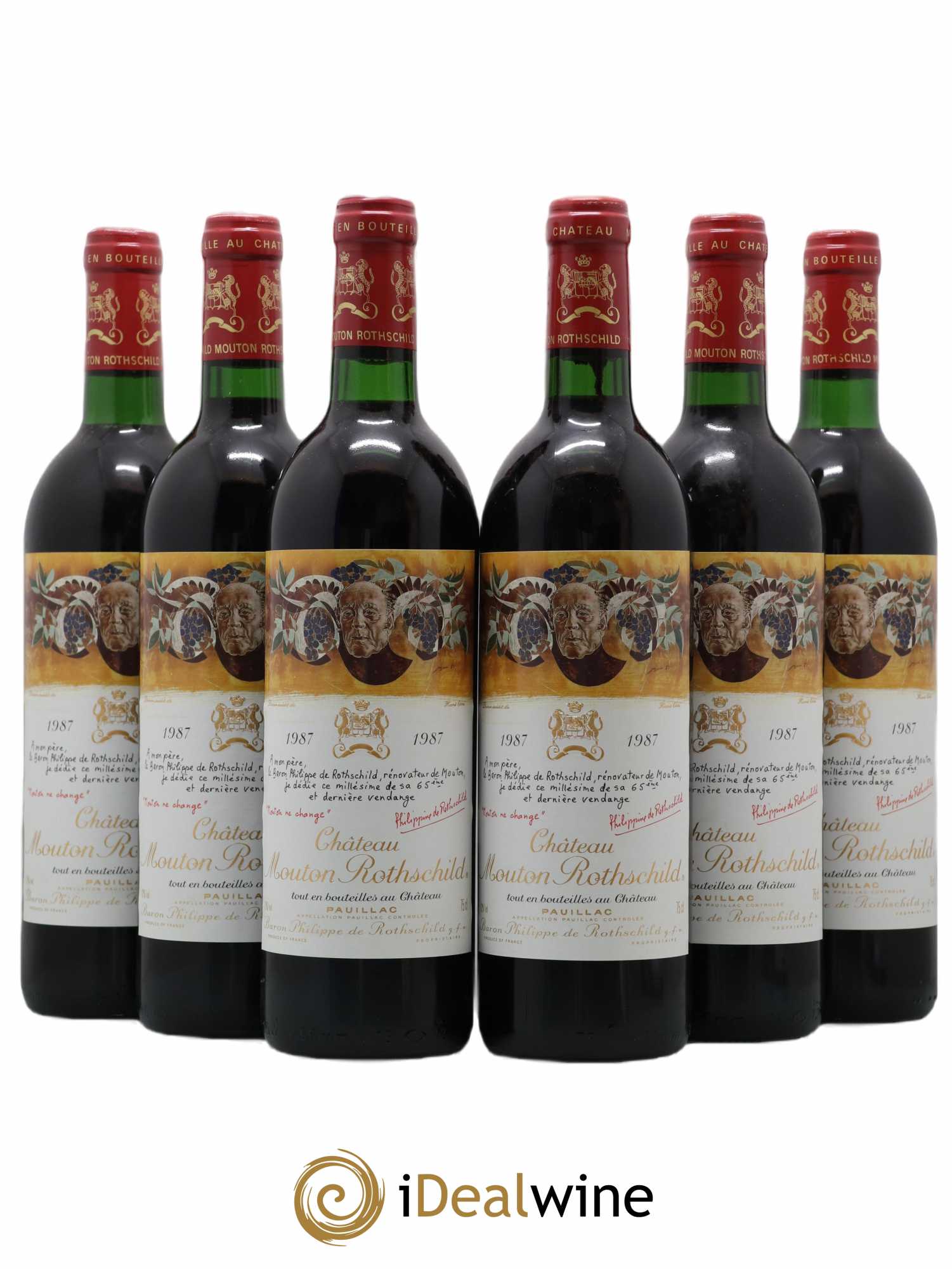 Château Mouton Rothschild 1er Grand Cru Classé 1987 - Lot de 6 bouteilles - 0