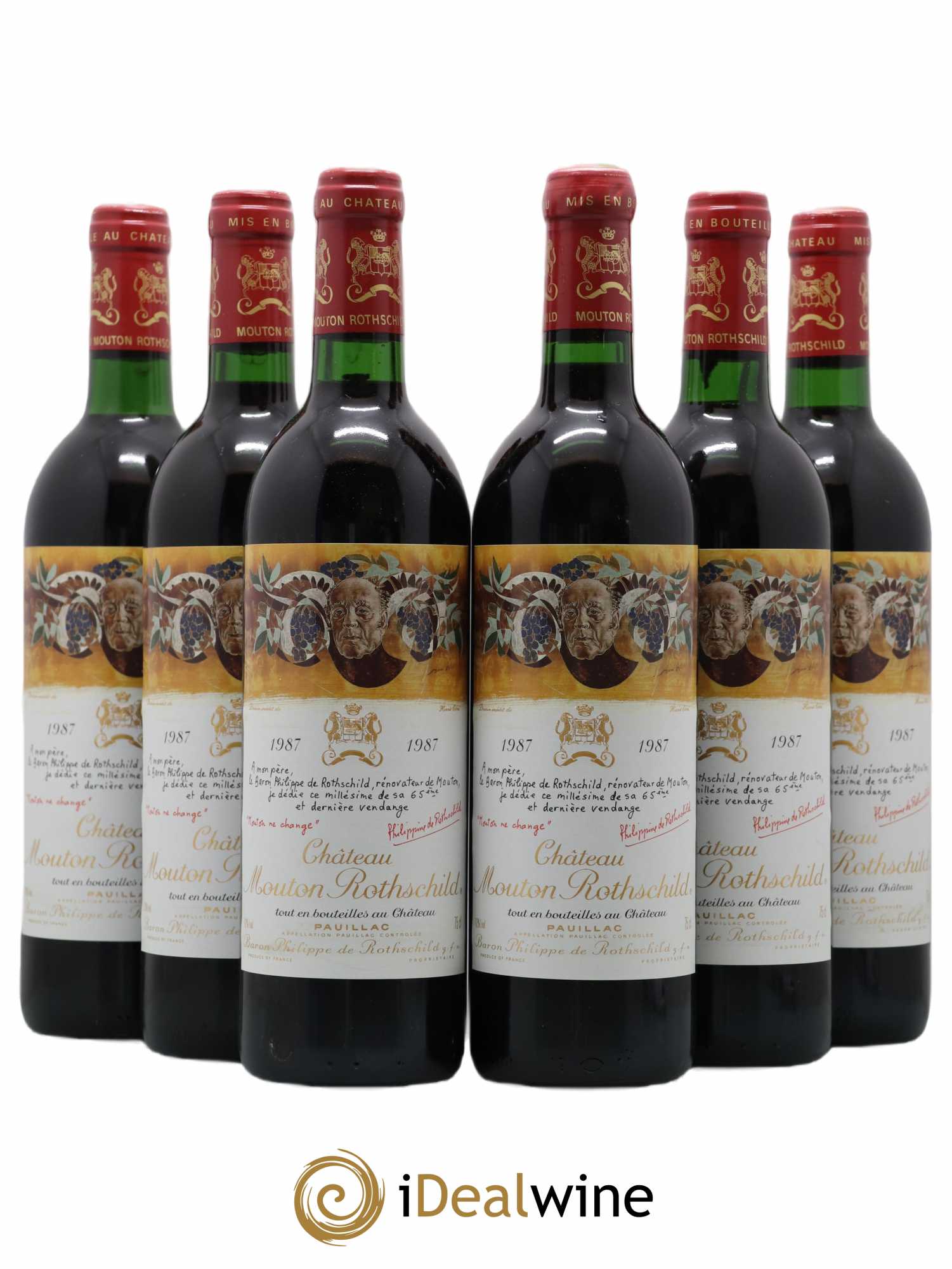 Château Mouton Rothschild 1er Grand Cru Classé 1987 - Lot de 6 bouteilles - 0