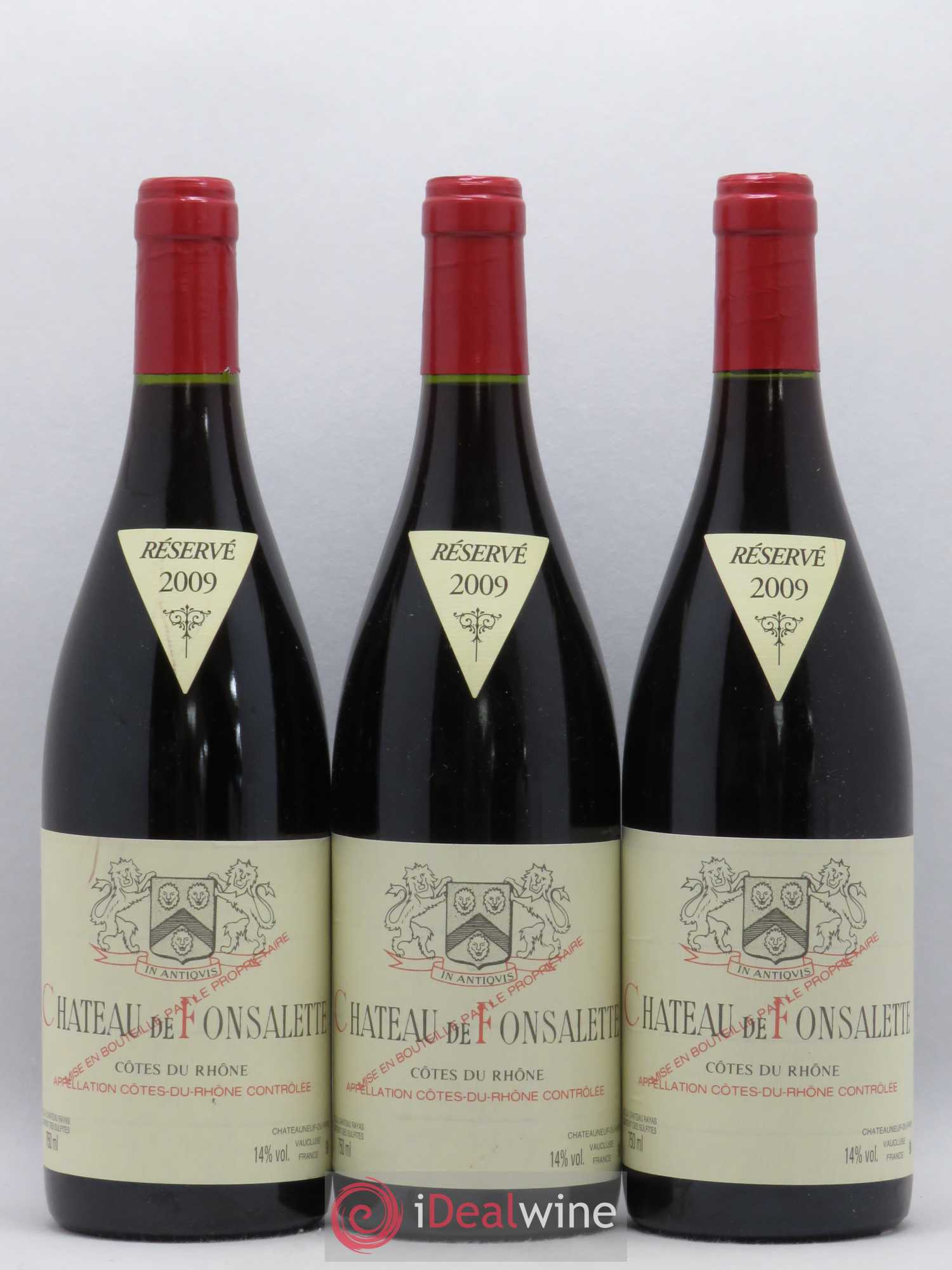 Côtes-du-Rhône Château de Fonsalette Emmanuel Reynaud 2009 - Lot de 3 bouteilles - 0