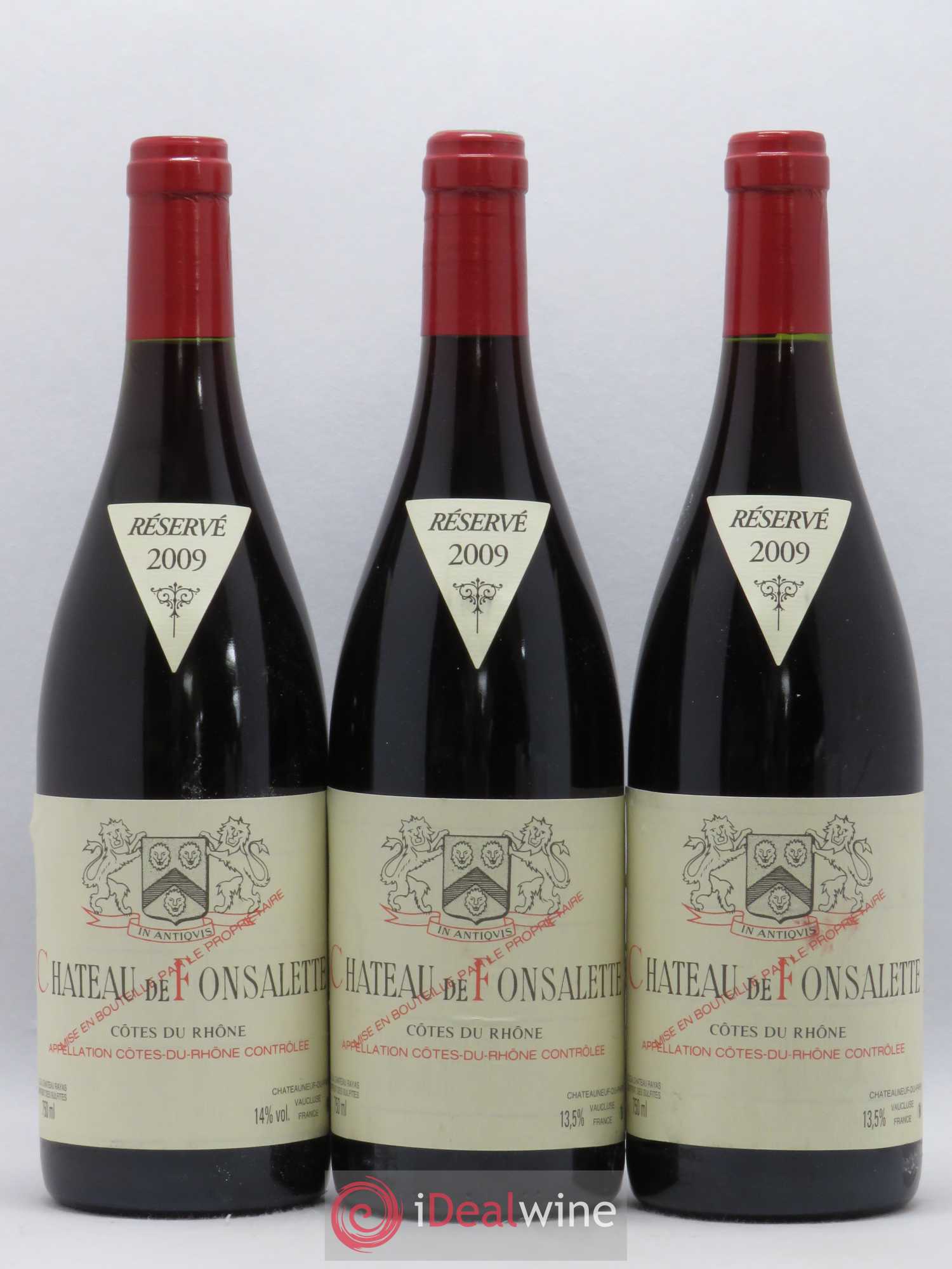 Côtes-du-Rhône Château de Fonsalette Emmanuel Reynaud 2009 - Lot de 3 bouteilles - 0