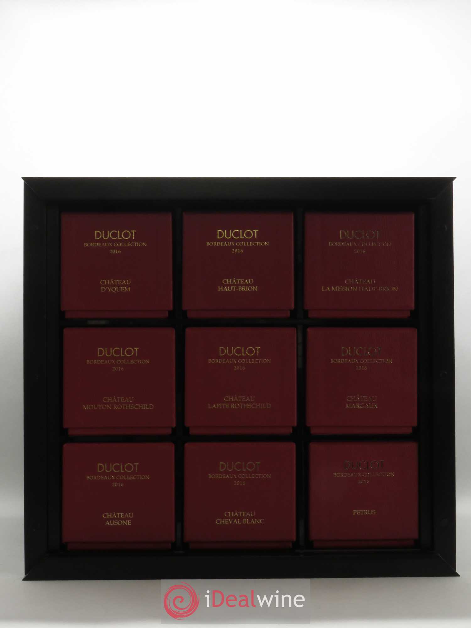 Caisse Collection Duclot 1 Ausone 1 Cheval Blanc 1 Haut-Brion Rouge 1 Lafite 1 Margaux 1 Mission Haut-Brion 1 Mouton Rothchild 1 Petrus 1 Yquem 2016 - Posten von 1 Flasche - 9
