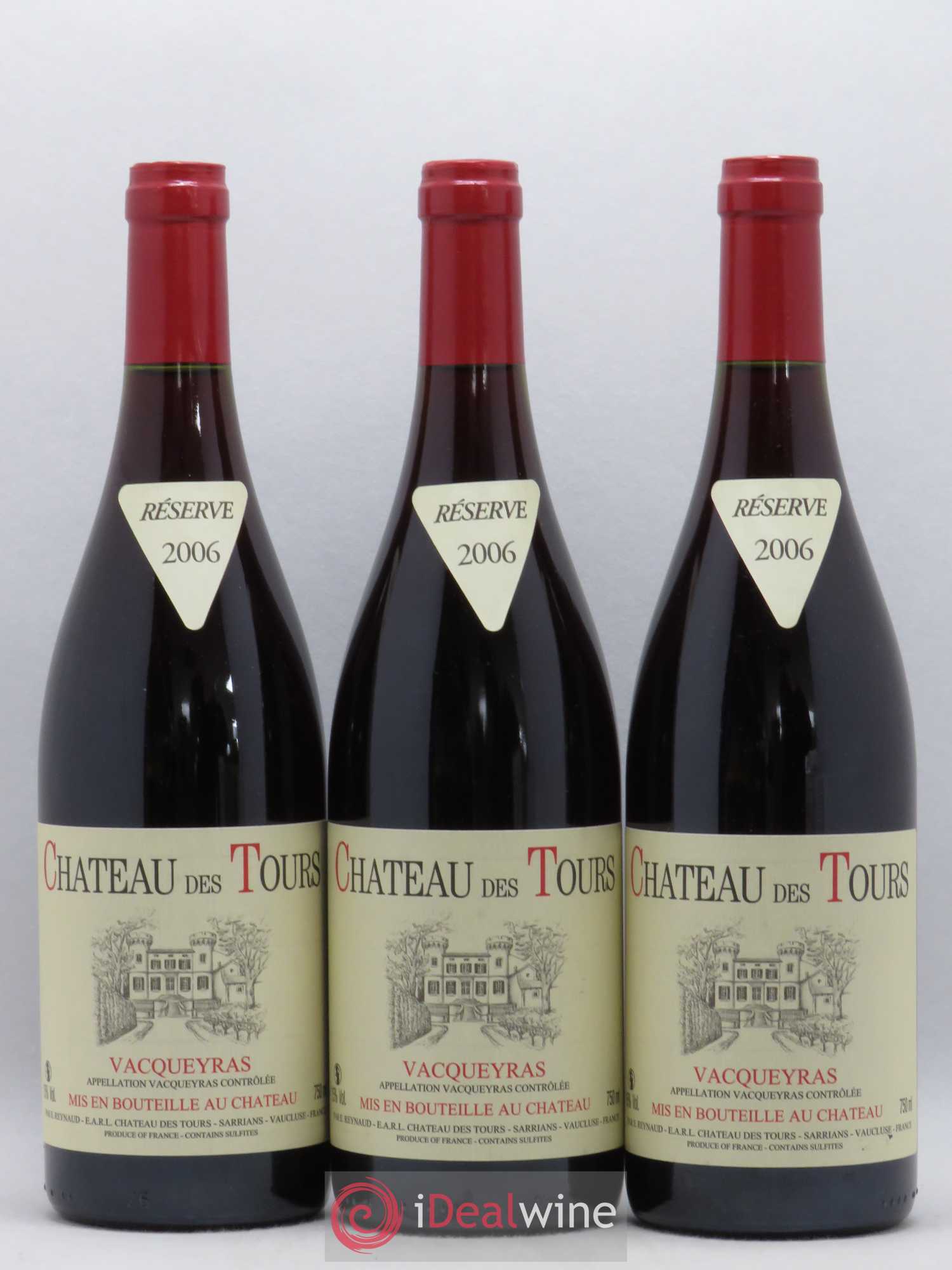 Vacqueyras Château des Tours Emmanuel Reynaud 2006 - Lot de 3 bouteilles - 0