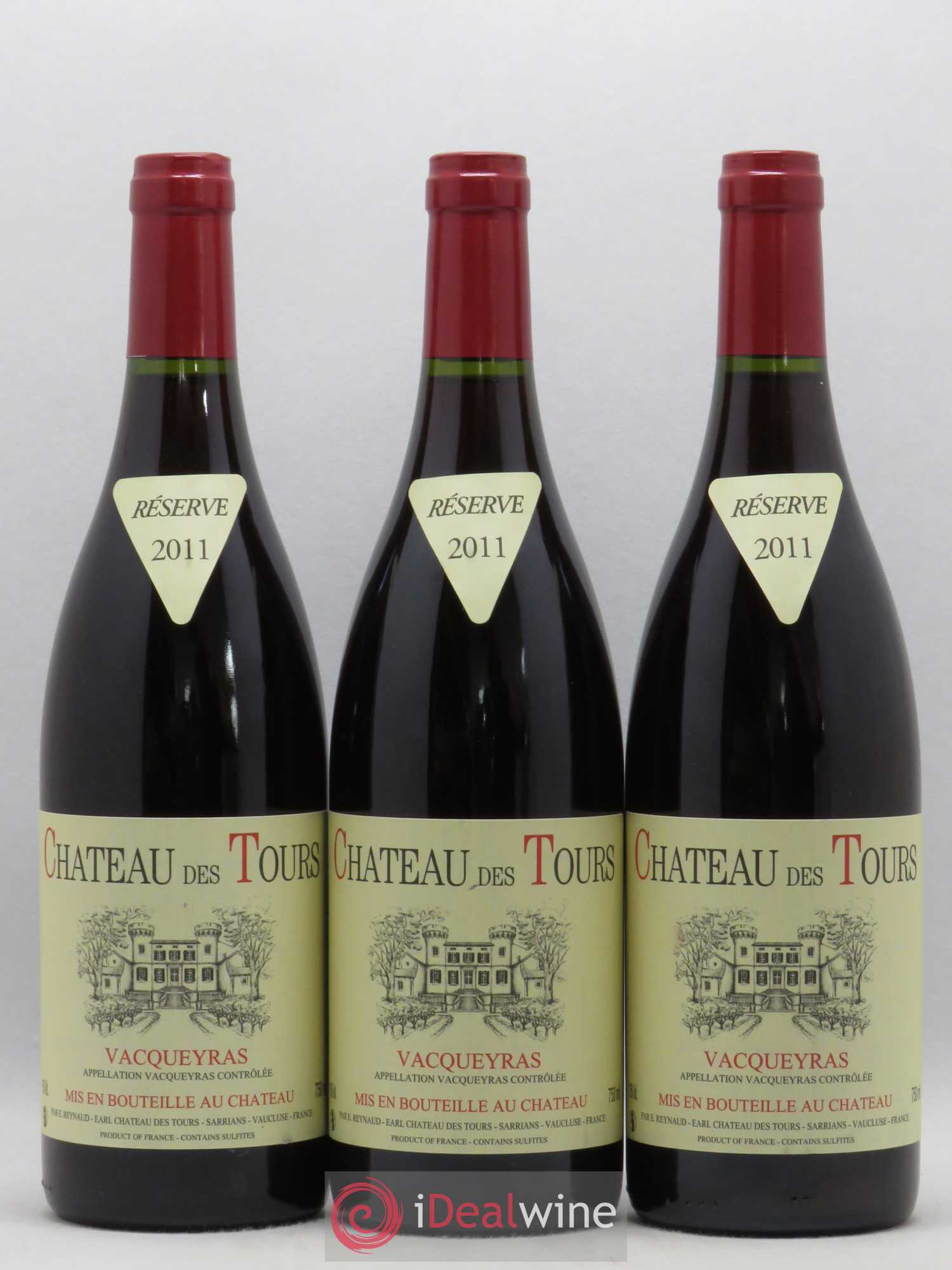 Vacqueyras Château des Tours Emmanuel Reynaud 2011 - Lot de 3 bouteilles - 0