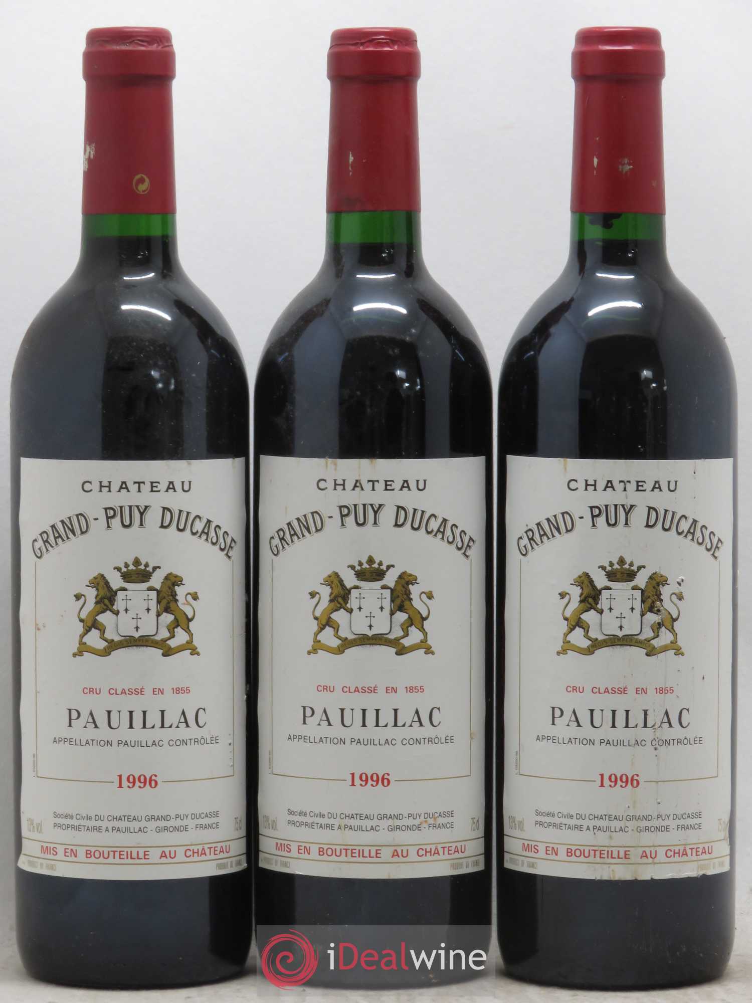 Château Grand Puy Ducasse 5ème Grand Cru Classé 1996 - Lot de 3 bouteilles - 0