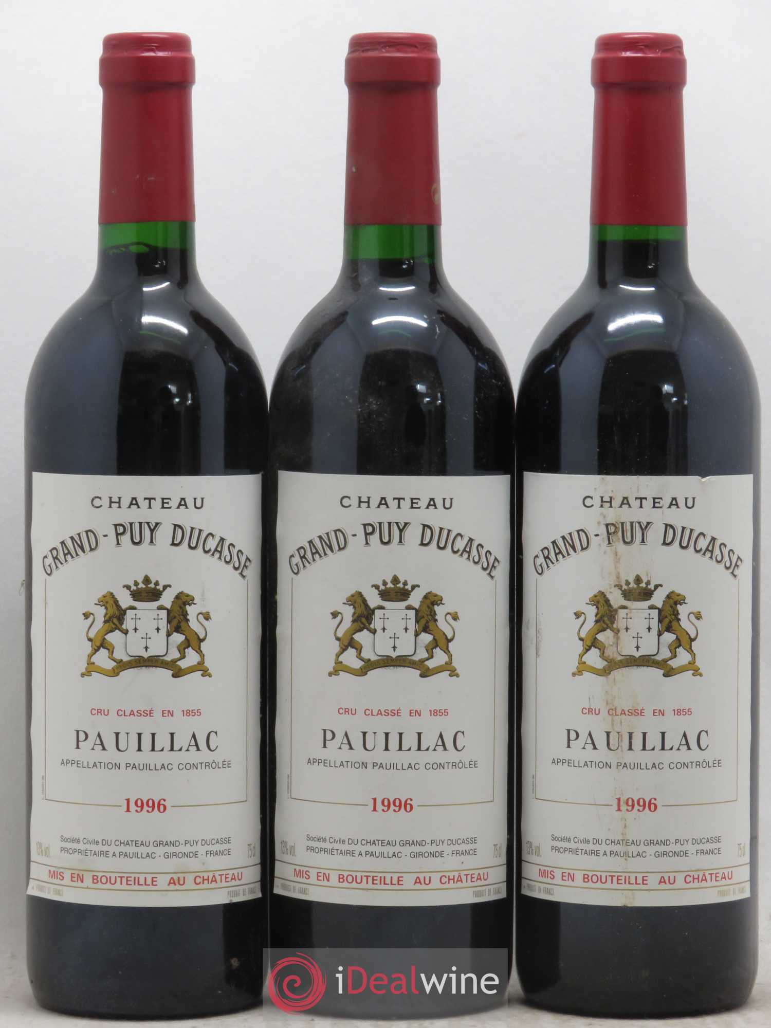 Château Grand Puy Ducasse 5ème Grand Cru Classé 1996 - Lot de 3 bouteilles - 0