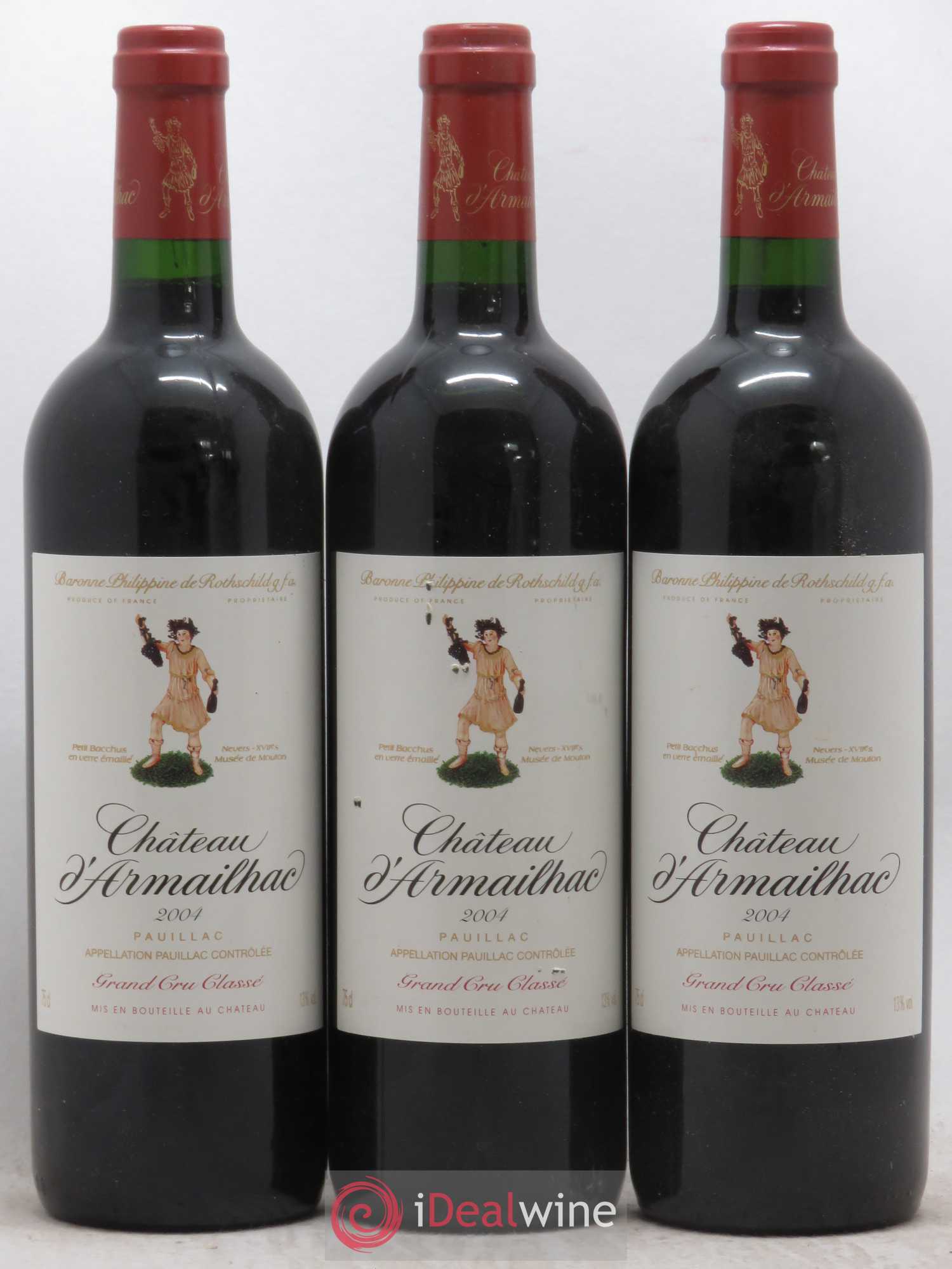 Château d' Armailhac - Mouton Baron(ne) Philippe 5ème Grand Cru Classé 2004 - Lot de 3 bouteilles - 0