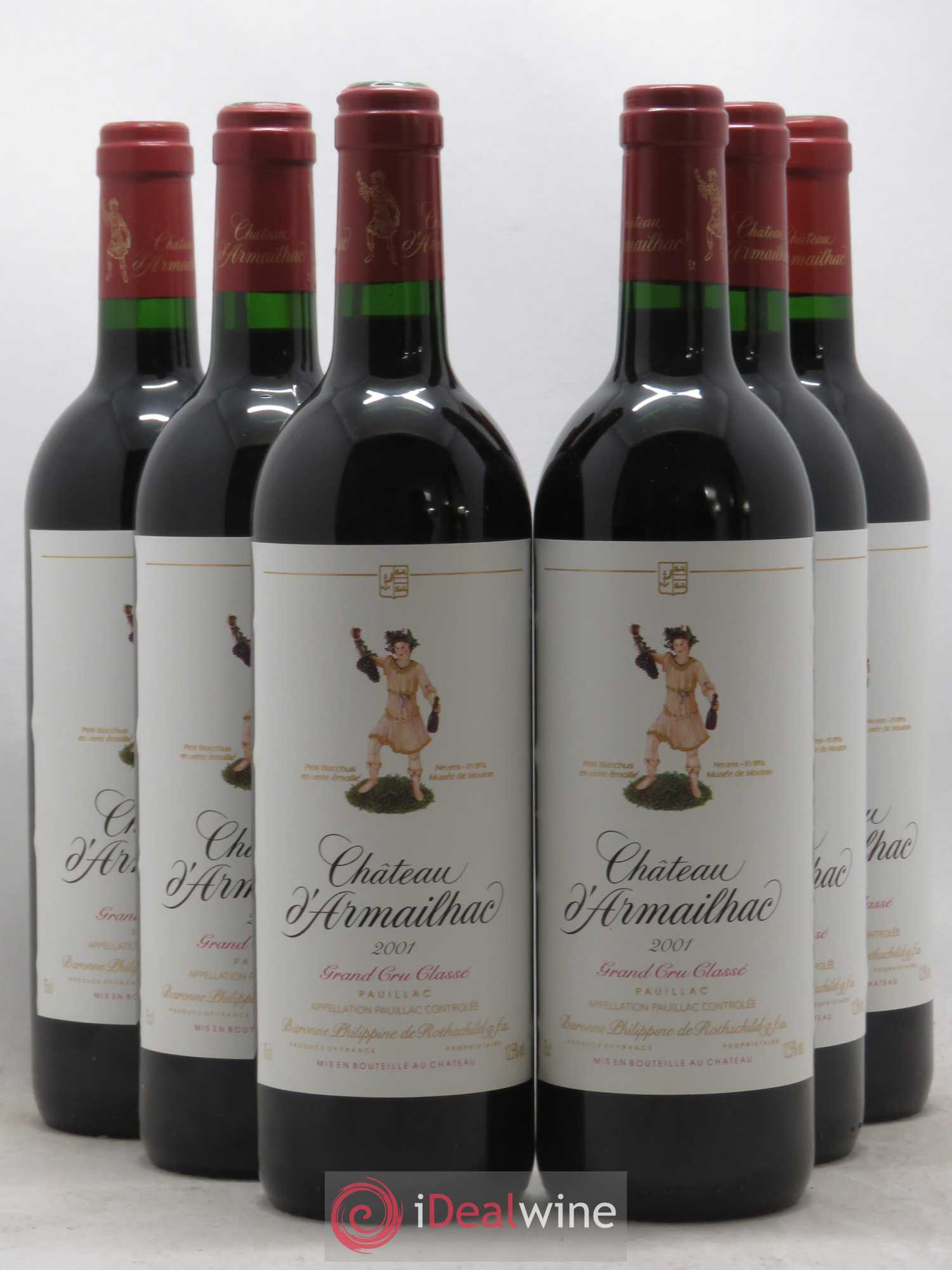 Château d' Armailhac - Mouton Baron(ne) Philippe 5ème Grand Cru Classé 2001 - Lot de 6 bouteilles - 0