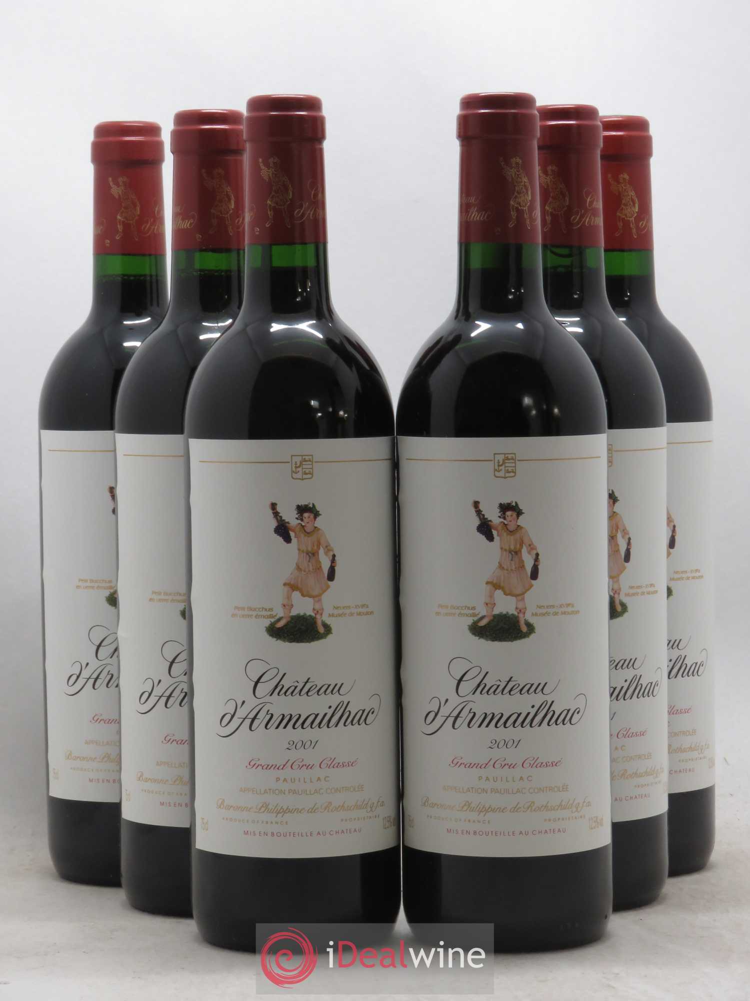Château d' Armailhac - Mouton Baron(ne) Philippe 5ème Grand Cru Classé 2001 - Lot de 6 bouteilles - 0