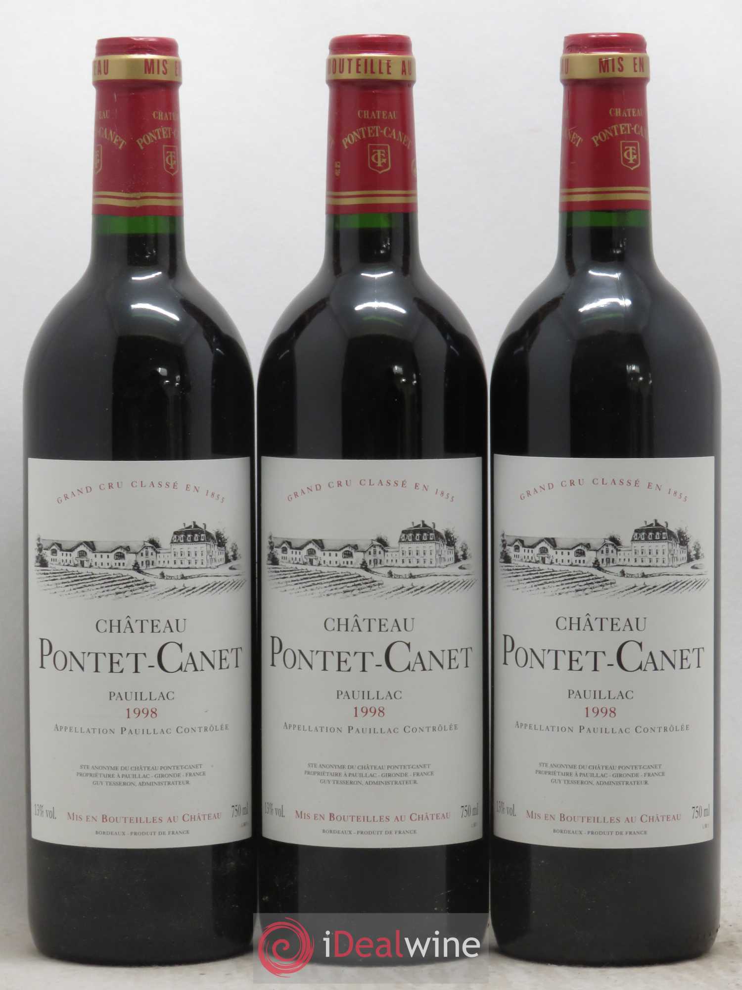 Château Pontet Canet 5ème Grand Cru Classé 1998 - Lot de 6 bouteilles - 1