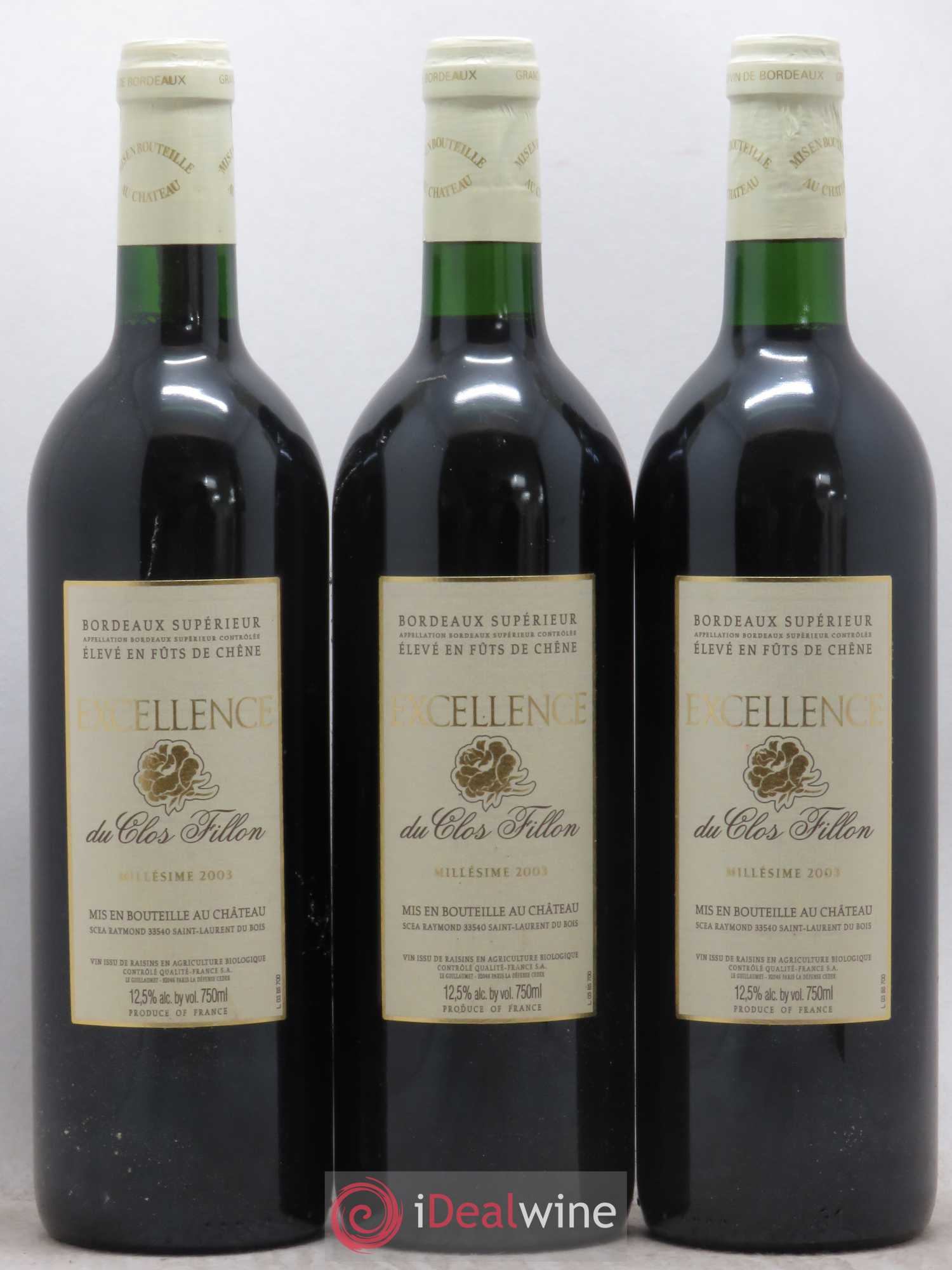 Bordeaux Supérieur Clos Fillon (sans prix de réserve) 2003 - Posten von 6 Flaschen - 1