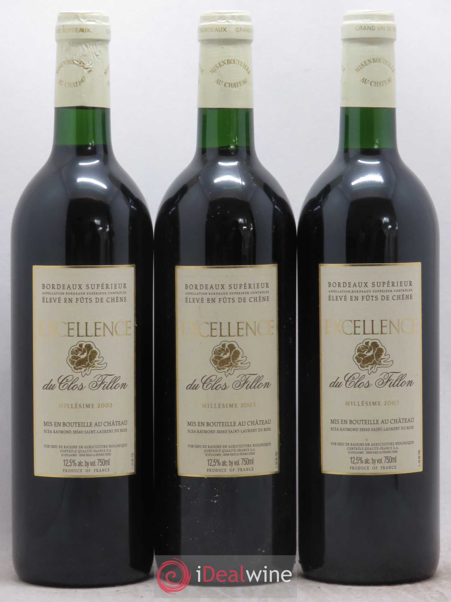 Bordeaux Supérieur Clos Fillon (sans prix de réserve) 2003 - Posten von 6 Flaschen - 2