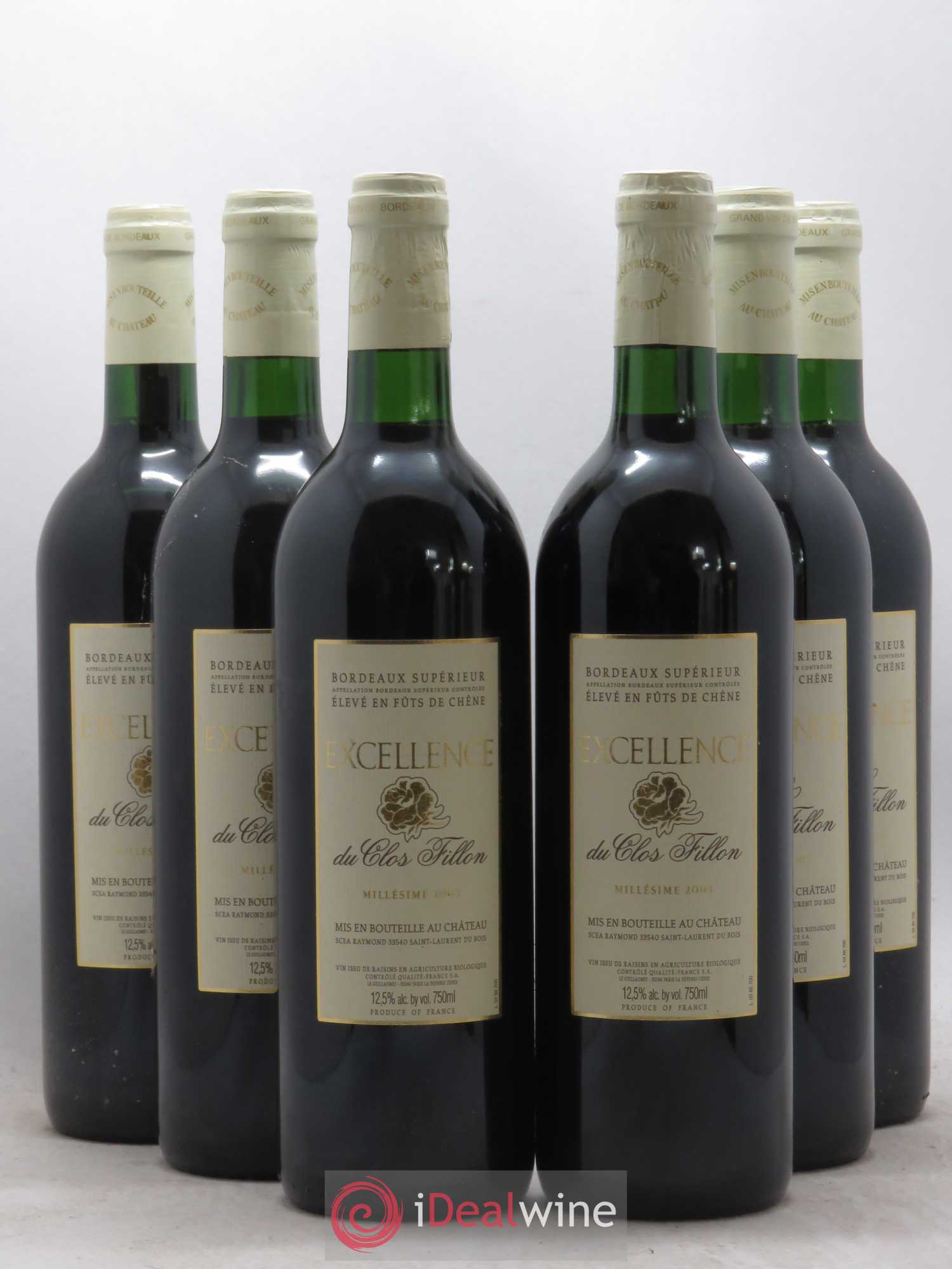 Bordeaux Supérieur Clos Fillon (sans prix de réserve) 2003 - Posten von 6 Flaschen - 0