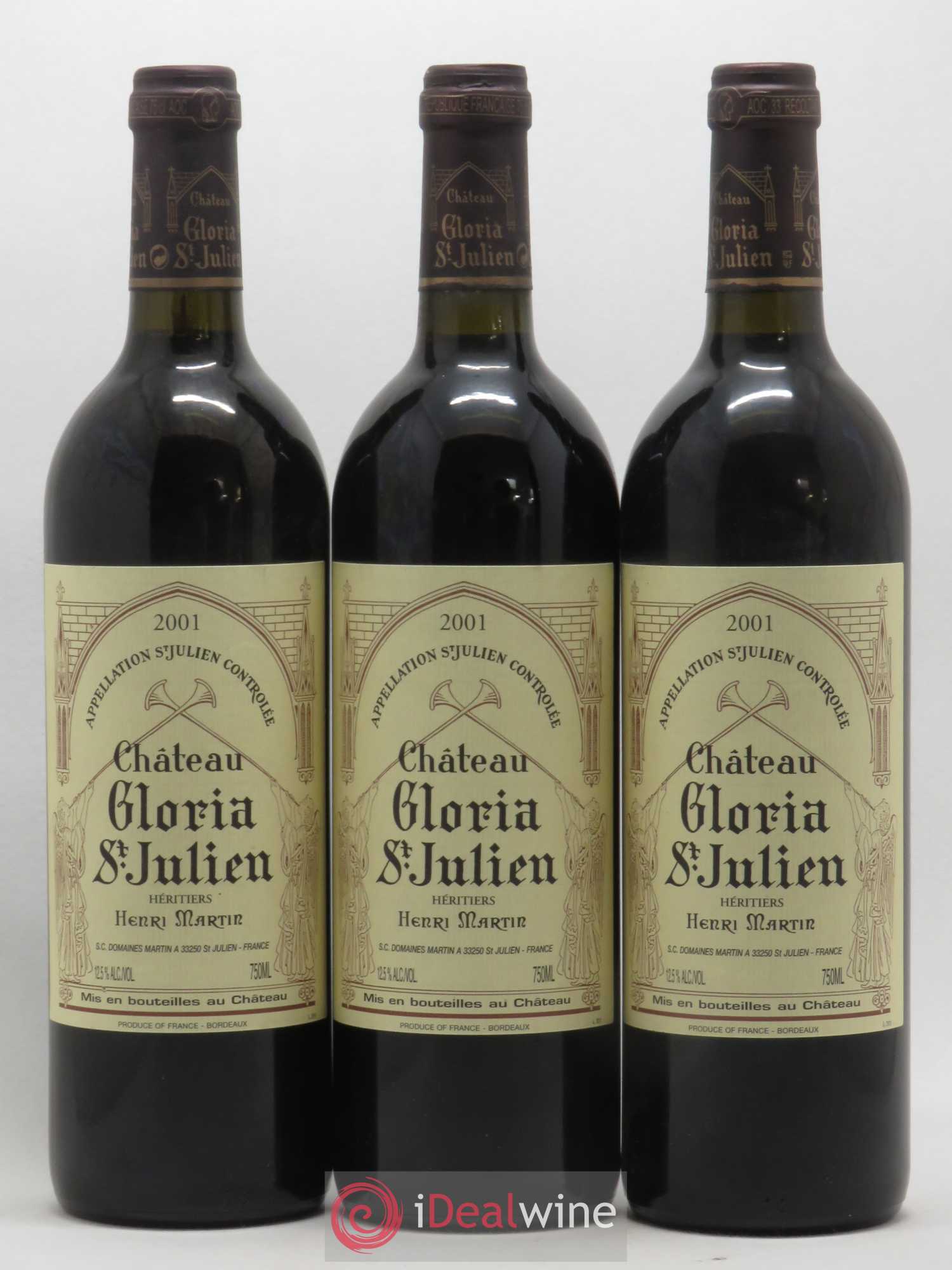 Château Gloria 2001 - Lot de 3 bouteilles - 0