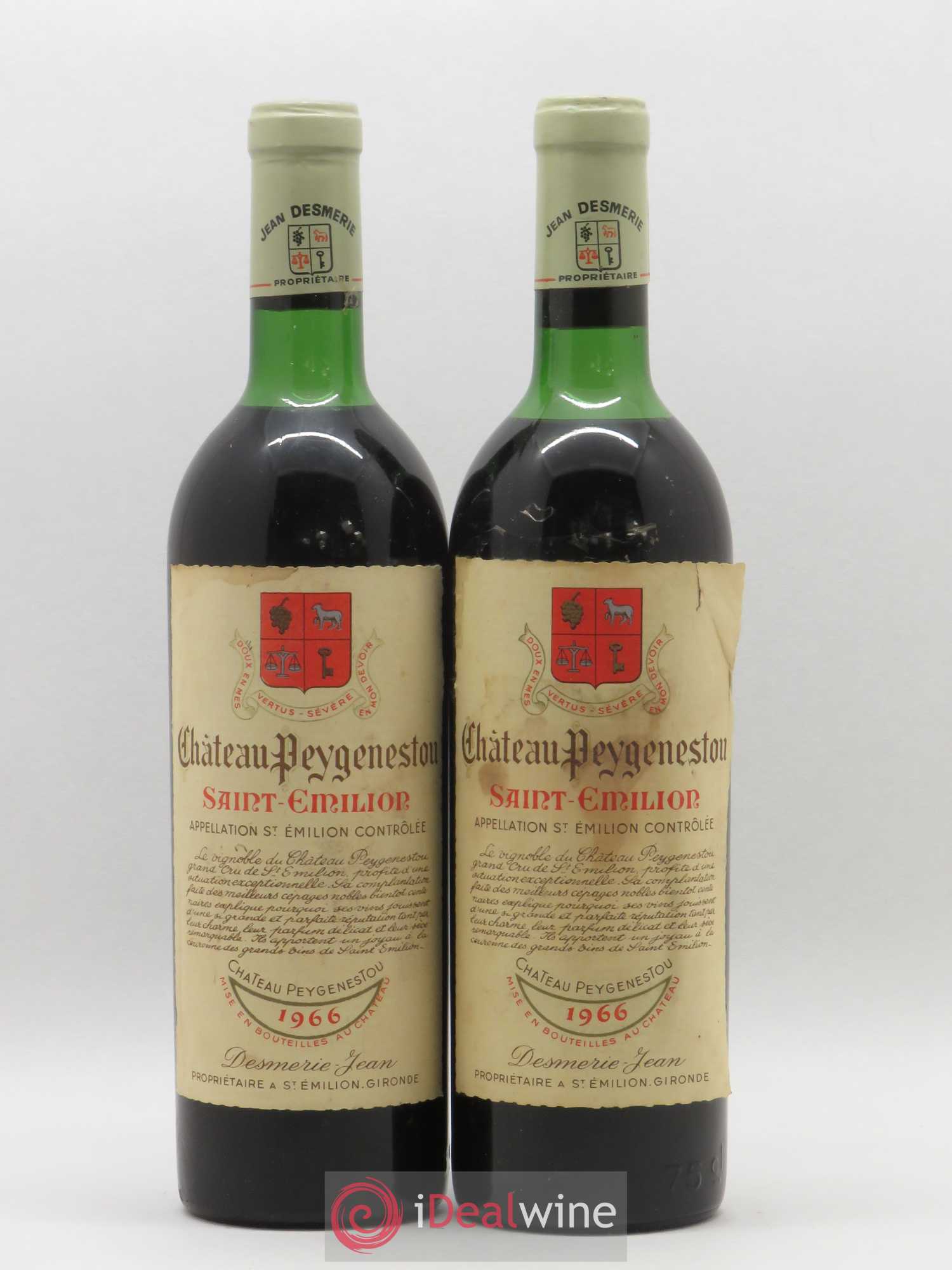 Saint-Émilion Château Peygeneston 1966 - Lot de 2 bouteilles - 0