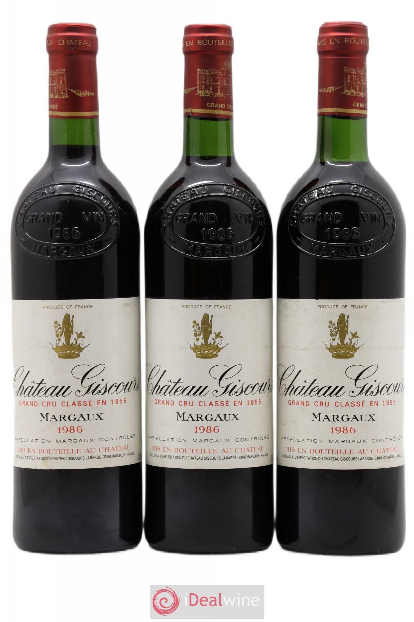 Château Giscours 3ème Grand Cru Classé 1986 - Lot de 3 bouteilles - 0