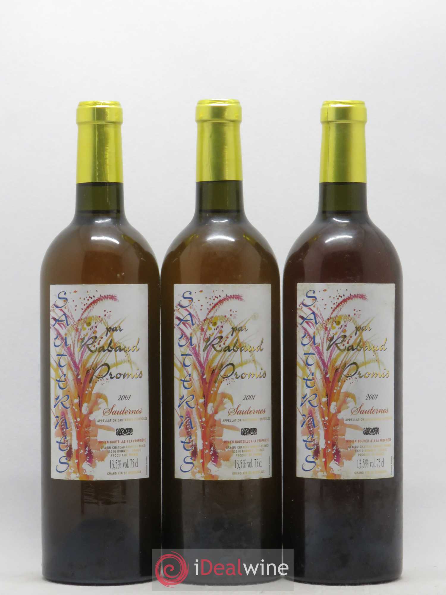 Sauternes par Rabaud Promis 2001 - Lot de 3 bouteilles - 0