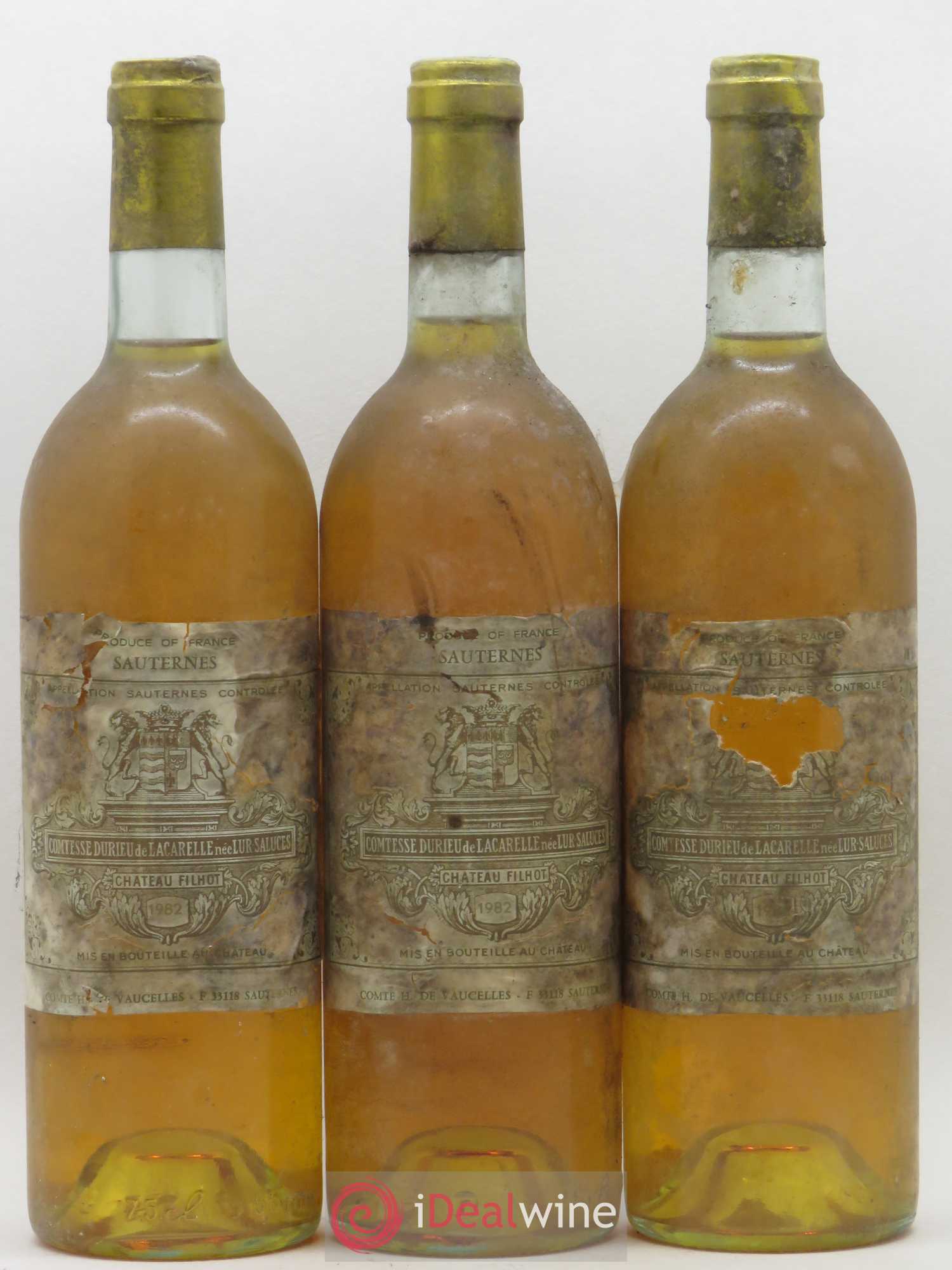 Château Filhot 2ème Grand Cru Classé 1982 - Lotto di 3 bottiglie - 0
