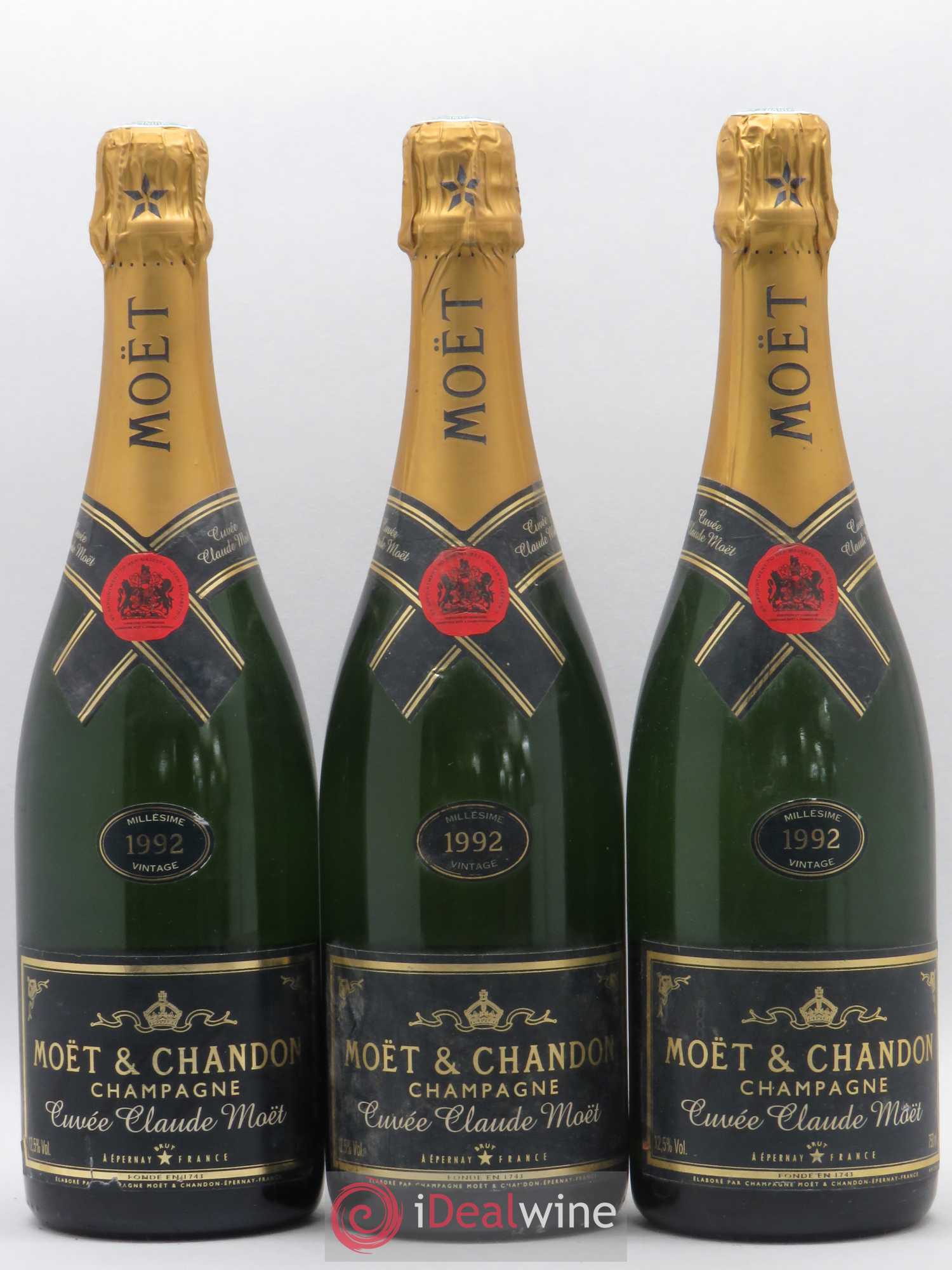 Champagne Moet et Chandon Cuvée Claude Moet 1992 - Lot de 3 bouteilles - 0