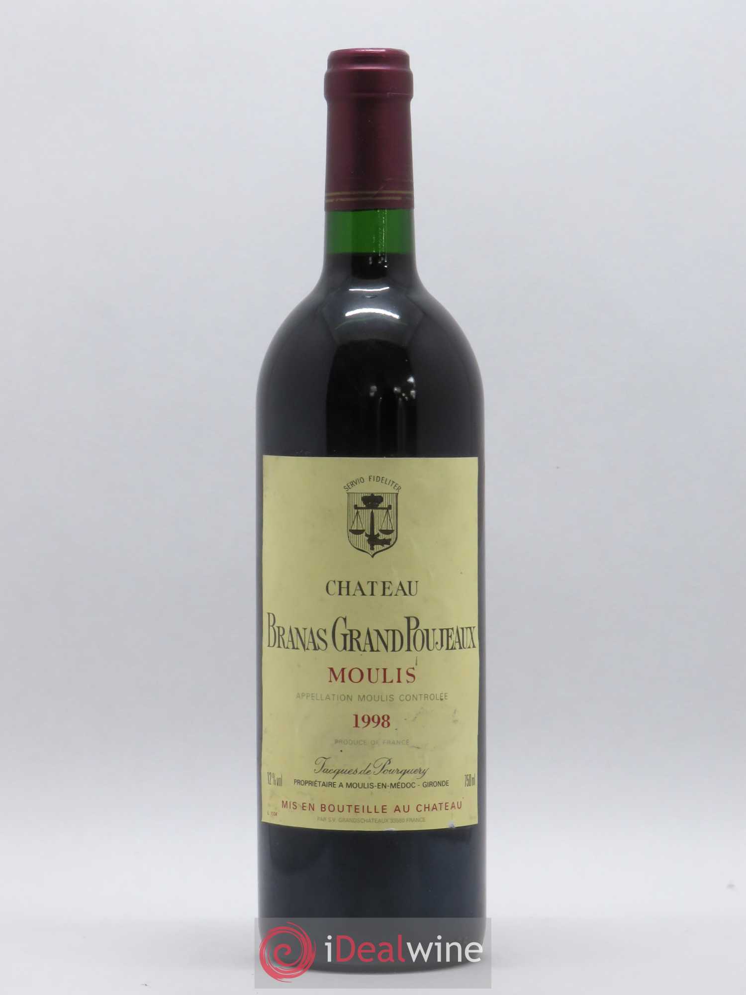 Château Branas Grand Poujeaux Cru Bourgeois 1998 - Lot de 1 bouteille - 0
