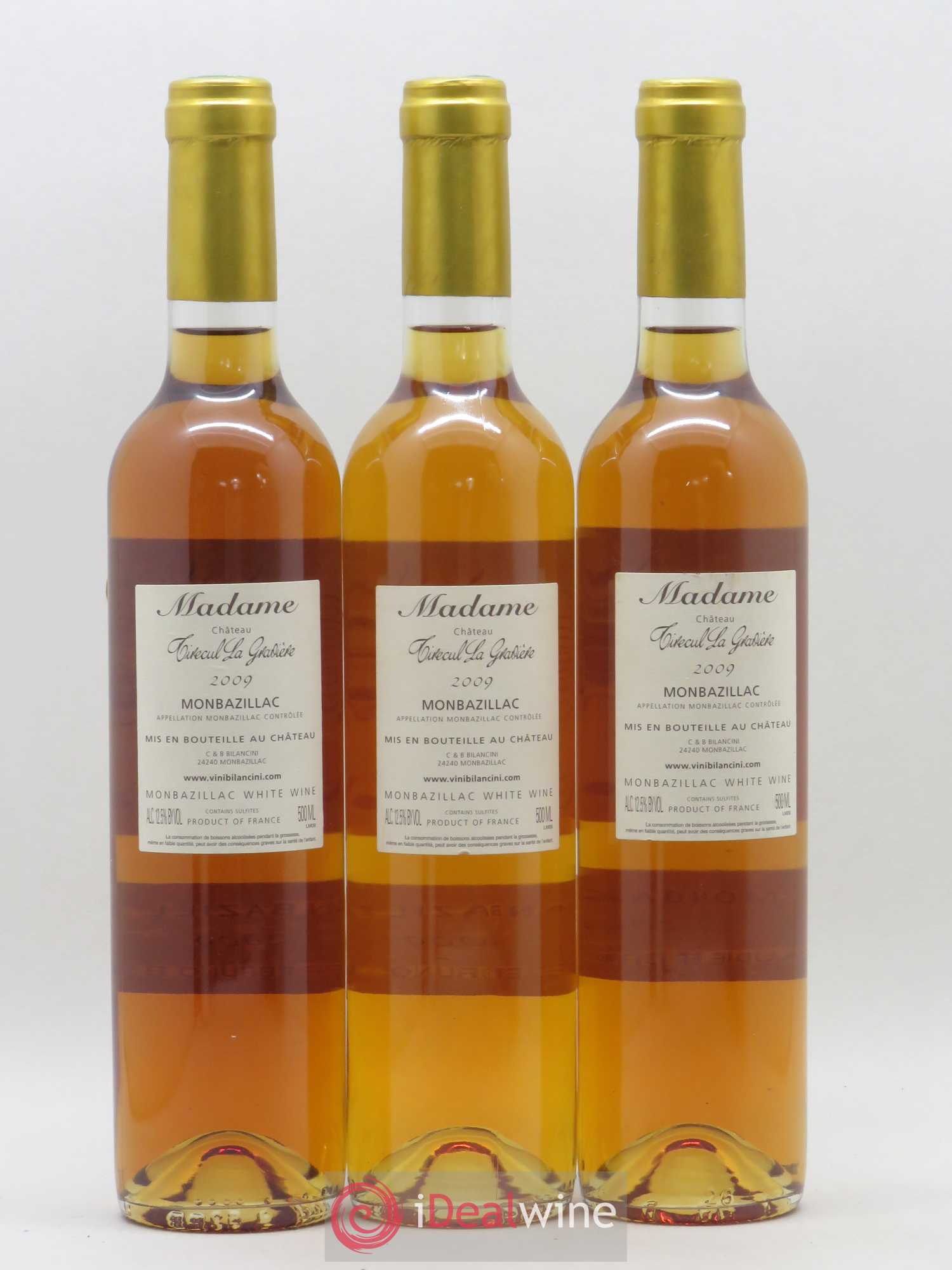 Monbazillac Château Tirecul La Gravière Cuvée Madame Bruno et Claudie Bilancini 50cl 2009 - Lotto di 3 bottiglie - 1