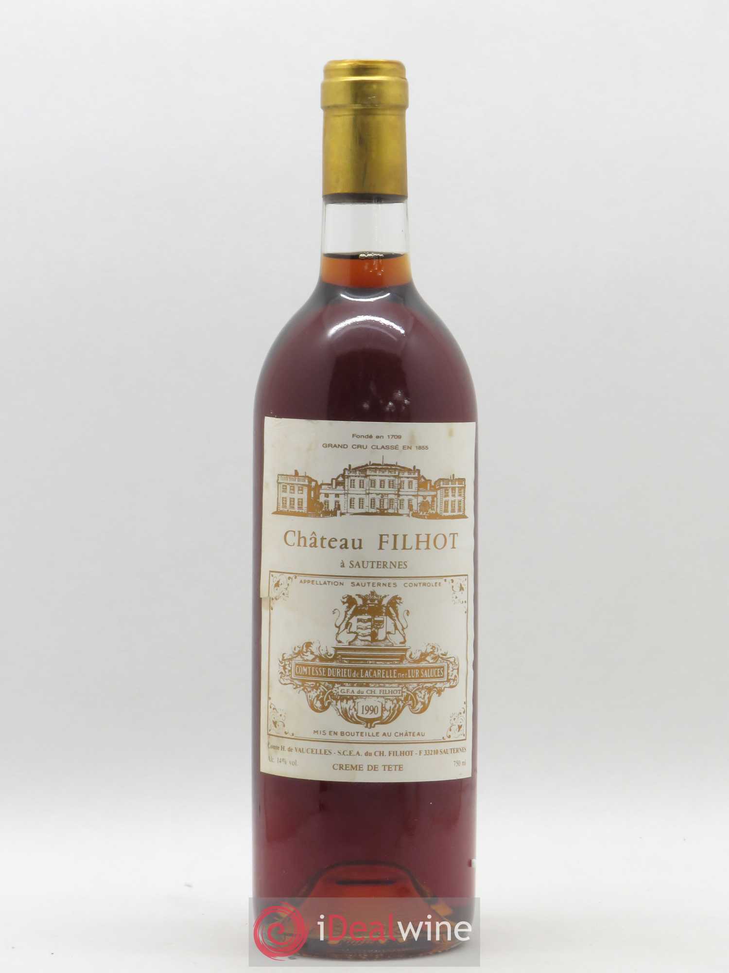 Château Filhot - Crème de Tête 2ème Grand Cru Classé 1990 - Lotto di 1 bottiglia - 0
