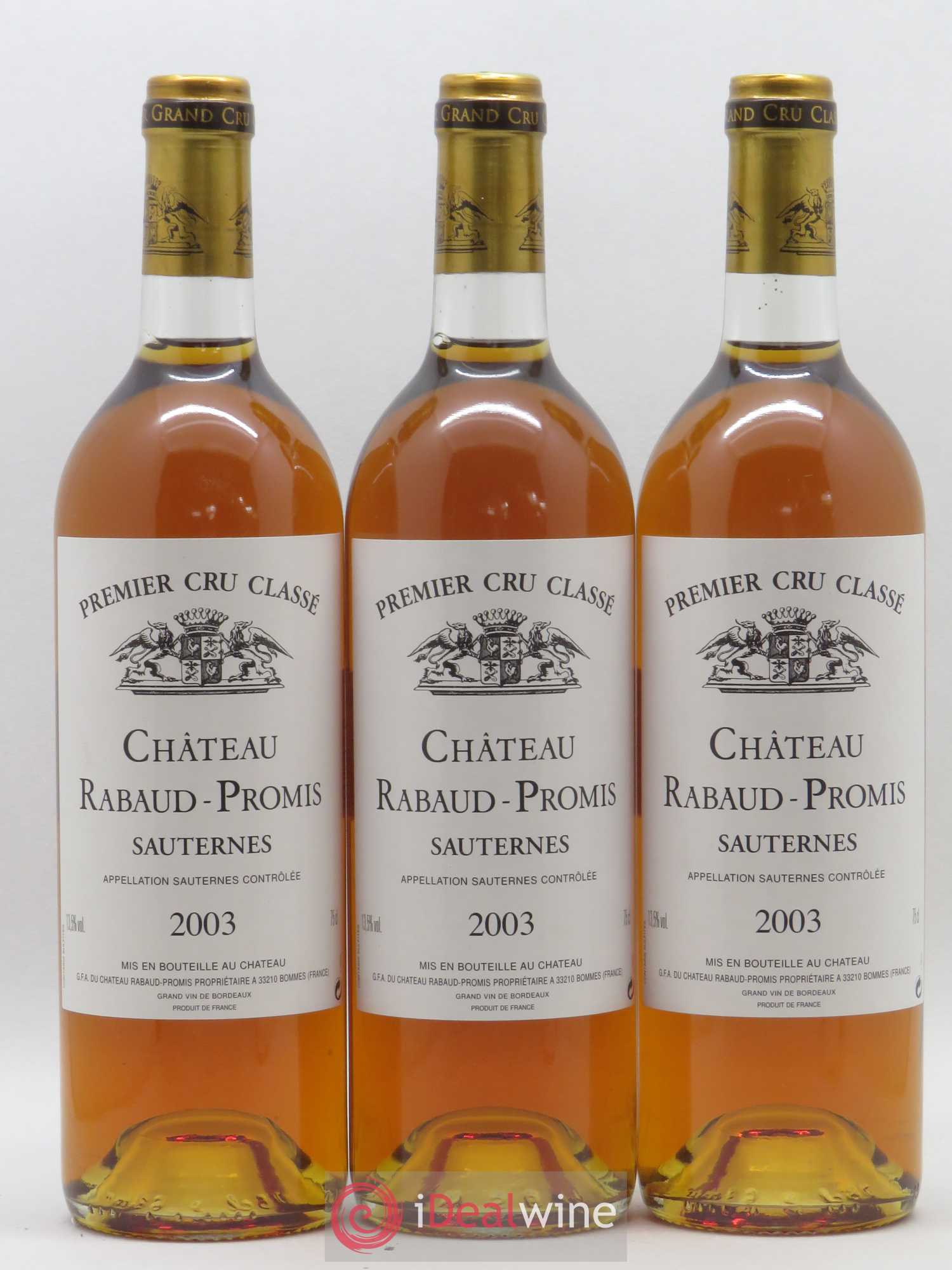 Château Rabaud Promis 1er Grand Cru Classé 2003 - Lotto di 3 bottiglie - 0