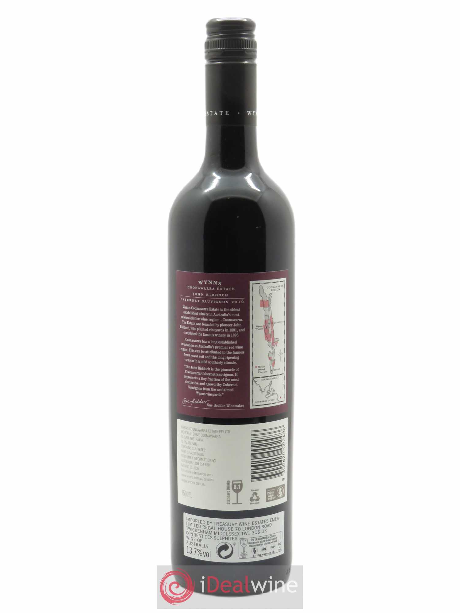 Coonawarra Estate  Wynns  John Riddoch Cabernet Sauvignon  Wynns 2016 - Lot de 1 bouteille - 1