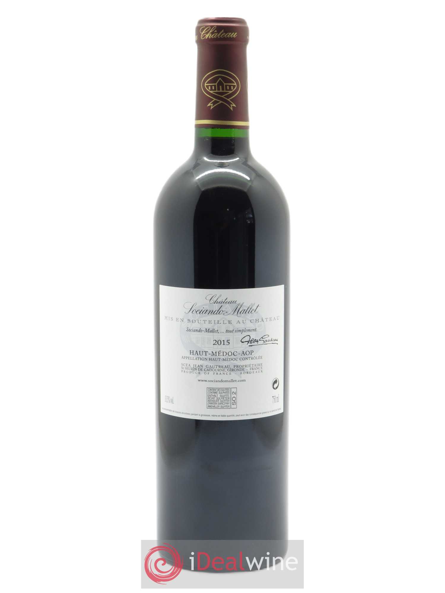 Château Sociando Mallet (CBO à partir de 12 bts) 2015 - Lot de 1 bouteille - 1