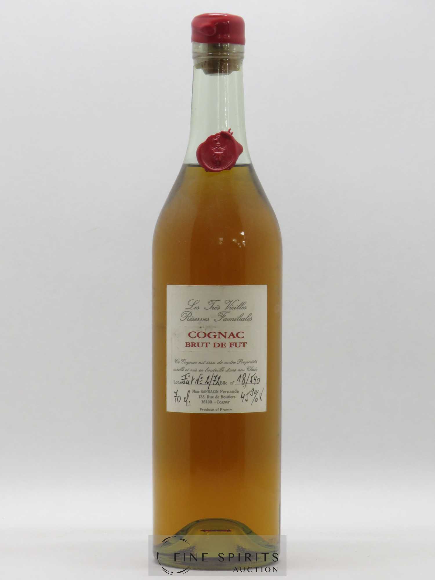 Sarrazin Of. Les Très Vieilles Réserves Familiales Fut n° 2-72 Brut de Fut - Lot de 1 bouteille - 0