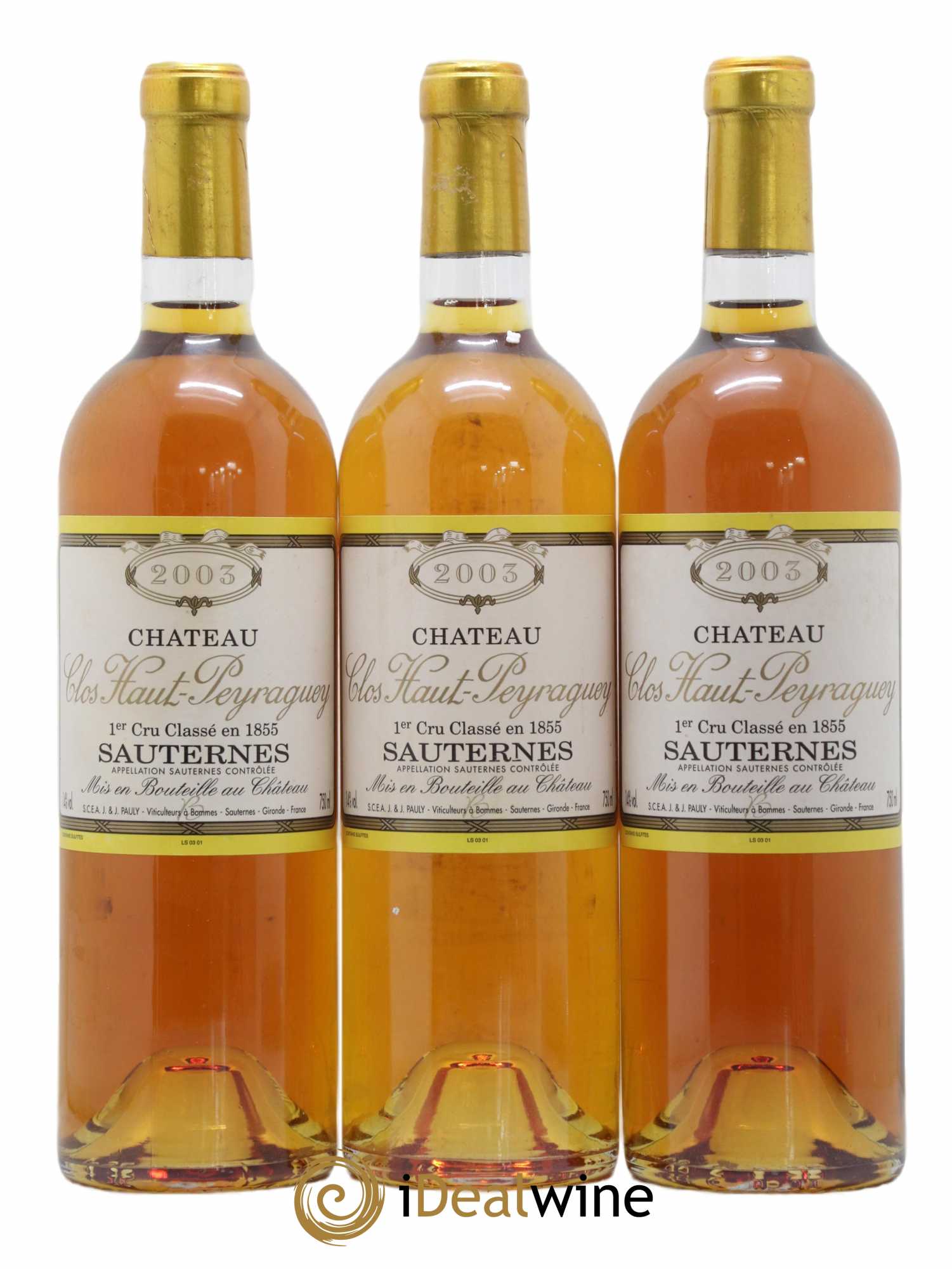 Clos Haut-Peyraguey 1er Grand Cru Classé 2003 - Lotto di 3 bottiglie - 0