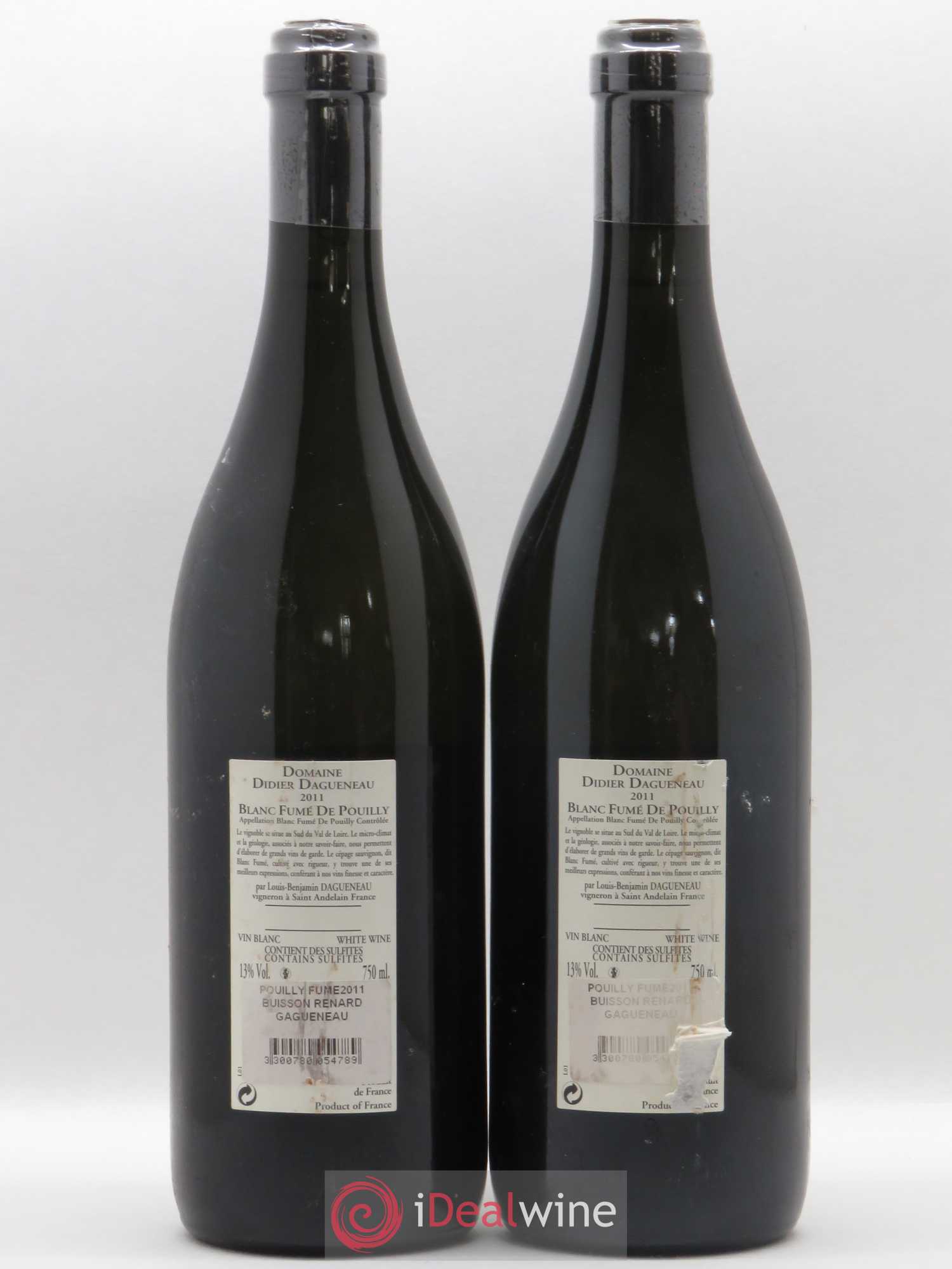 Vin de France (anciennement Pouilly-Fumé) Buisson Renard Dagueneau (Domaine Didier - Louis-Benjamin) 2011 - Lot de 2 bouteilles - 1