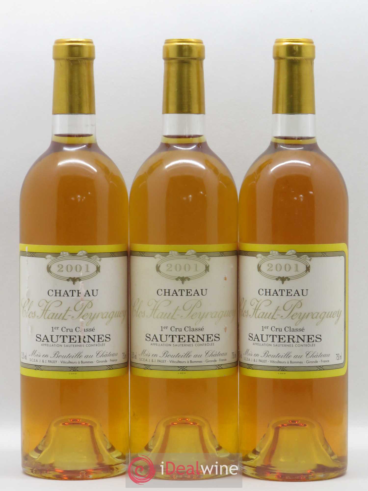 Clos Haut-Peyraguey 1er Grand Cru Classé 2001 - Lotto di 3 bottiglie - 0