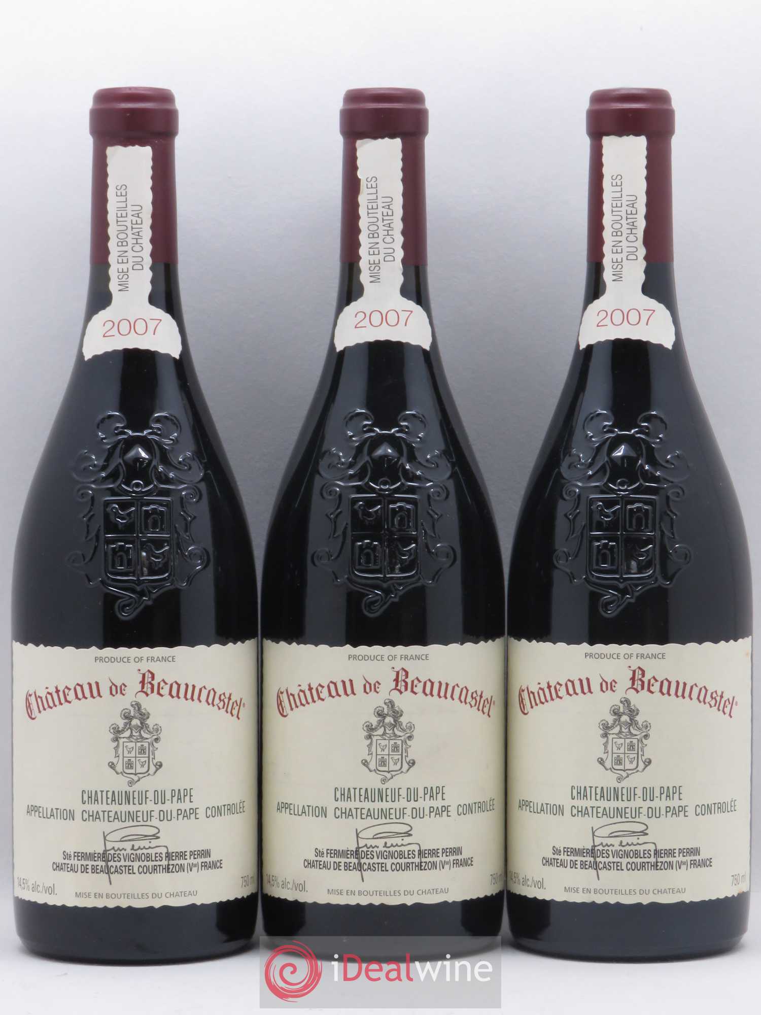 Châteauneuf-du-Pape Château de Beaucastel Famille Perrin 2007 - Lot de 3 bouteilles - 0