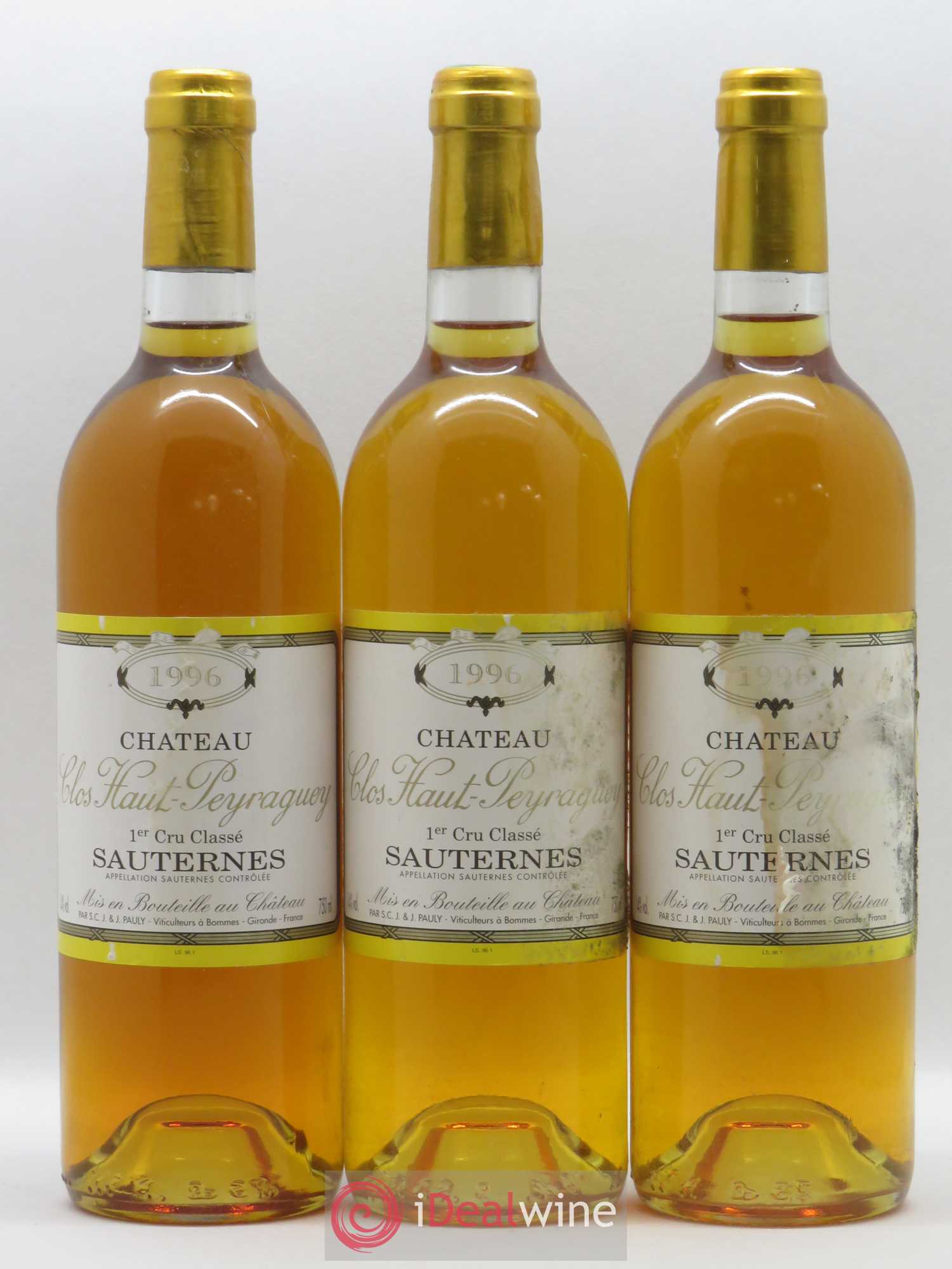 Clos Haut-Peyraguey 1er Grand Cru Classé 1996 - Lotto di 3 bottiglie - 0