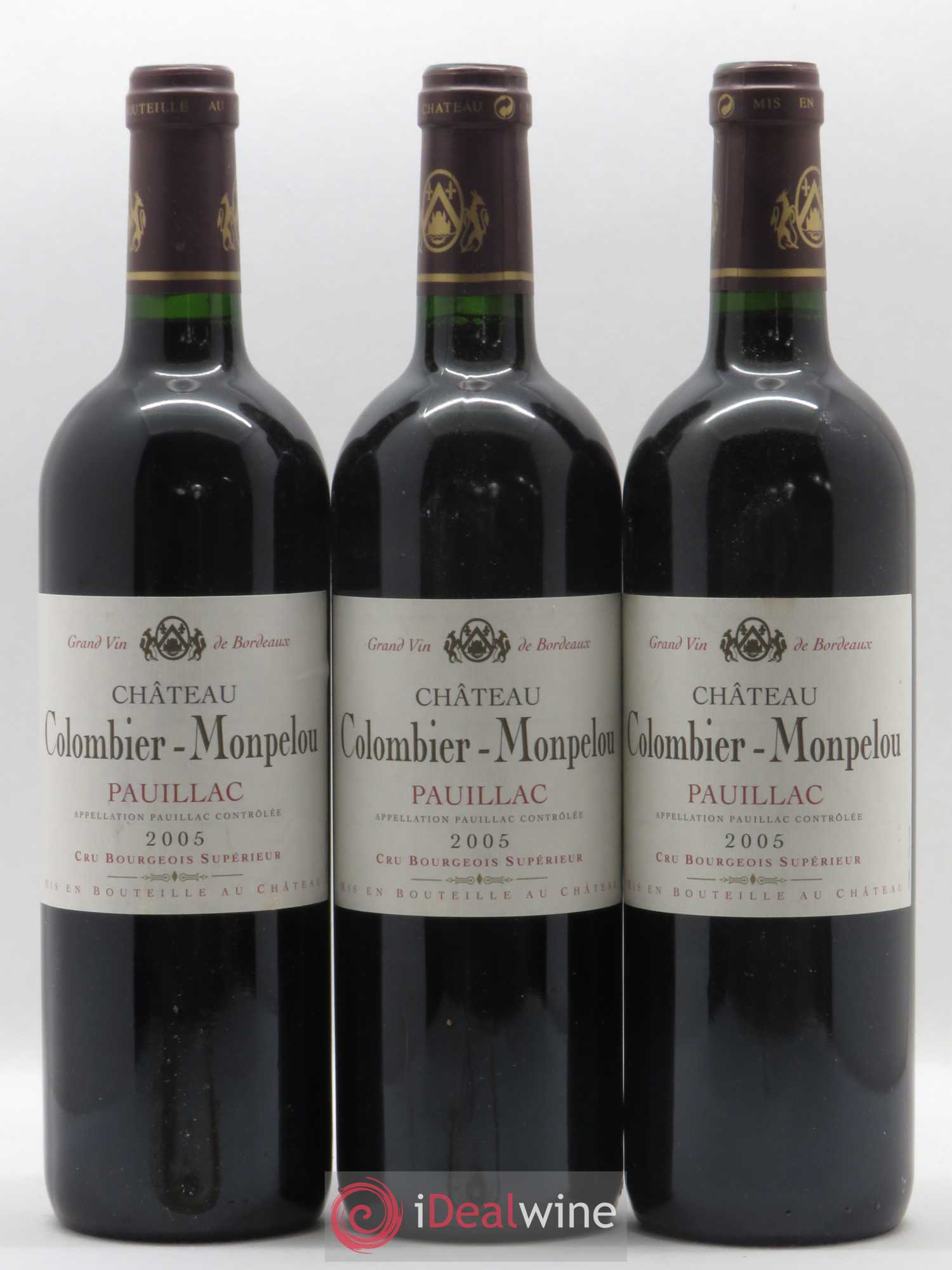 Château Colombier Monpelou Cru Bourgeois (sans prix de réserve) 2005 - Lot de 3 bouteilles - 0