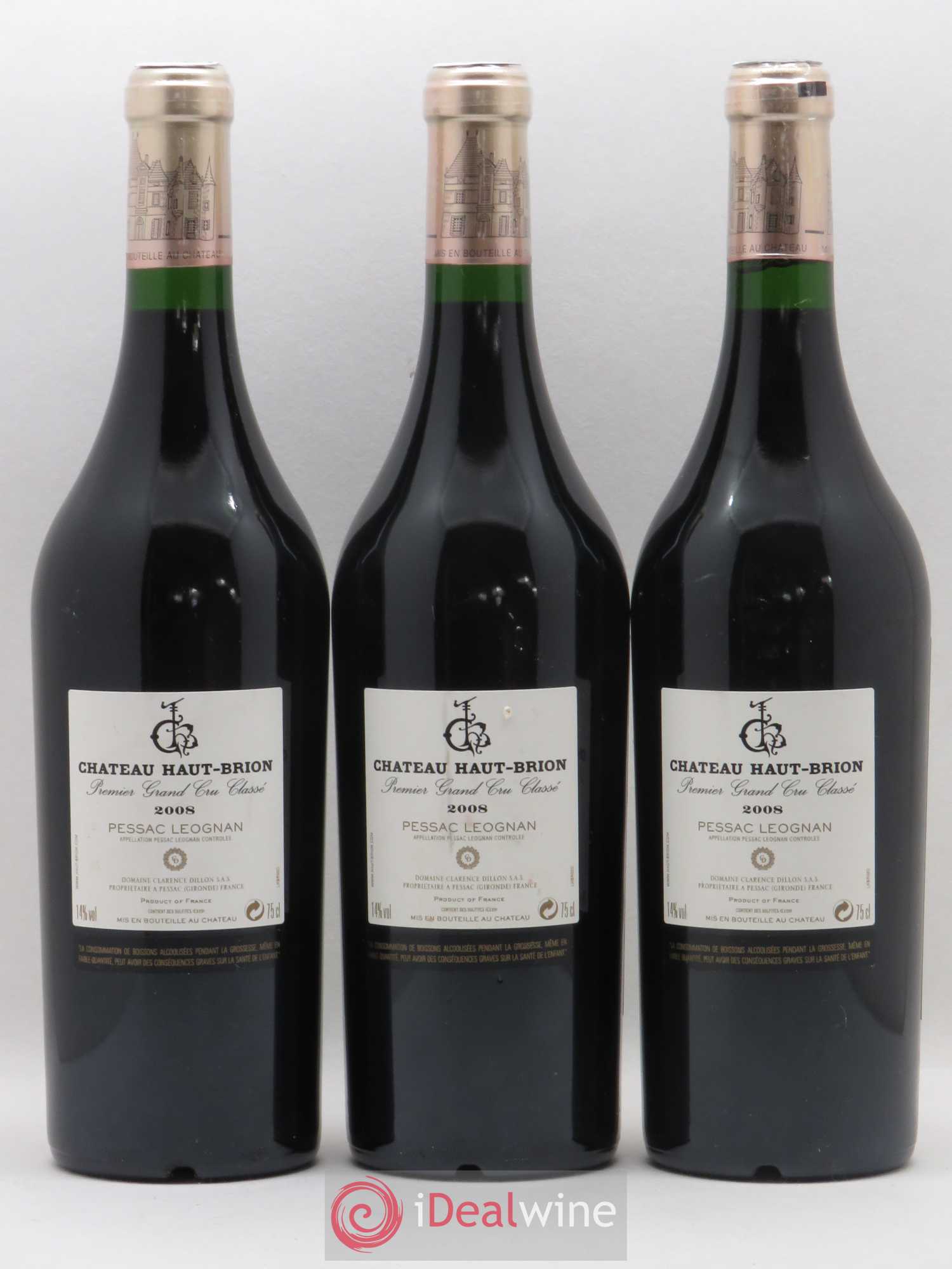 Château Haut Brion 1er Grand Cru Classé 2008 - Lot de 3 bouteilles - 1