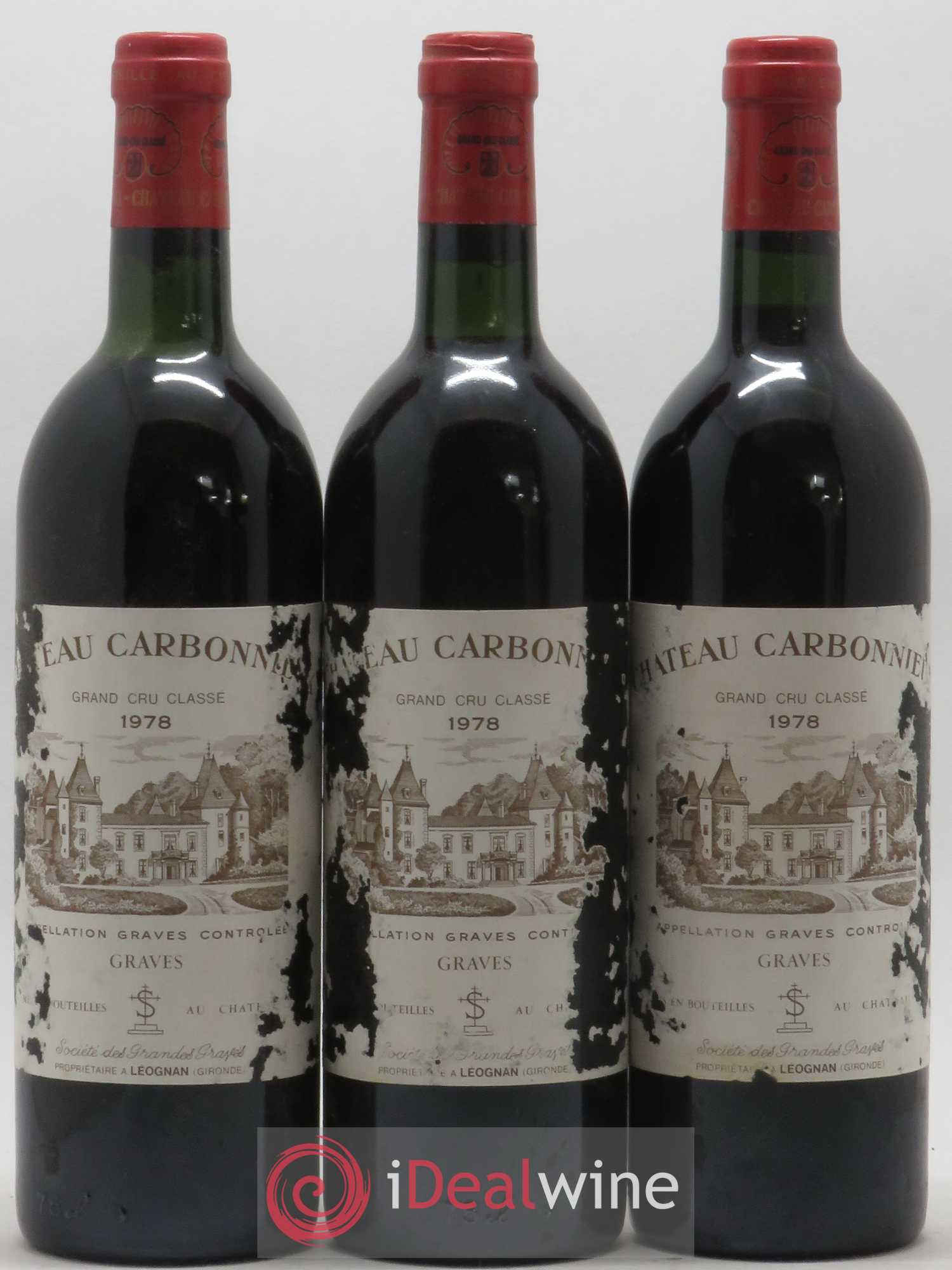 Château Carbonnieux Cru Classé de Graves 1978 - Lot de 3 bouteilles - 0