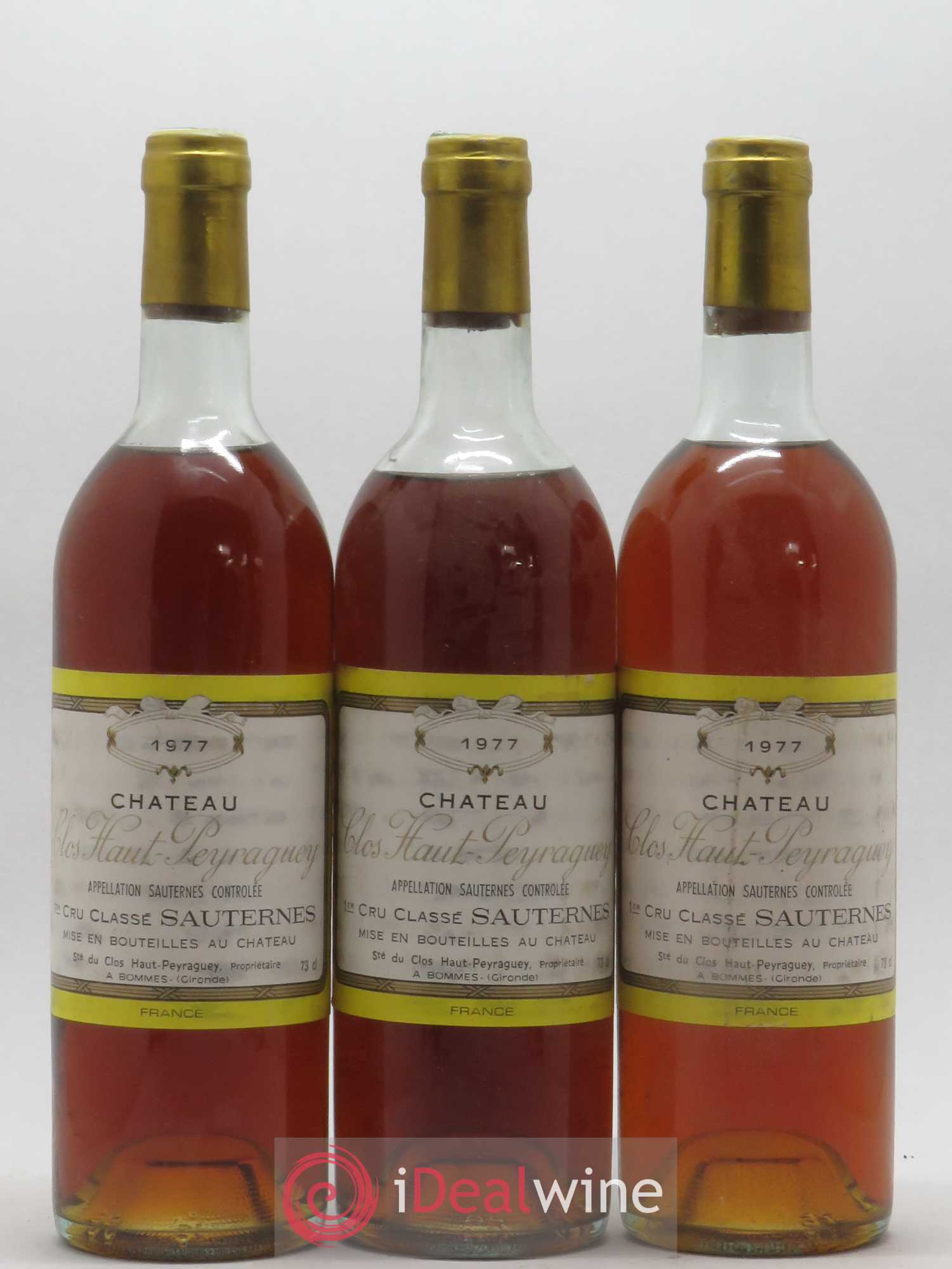 Clos Haut-Peyraguey 1er Grand Cru Classé 1977 - Lotto di 3 bottiglie - 0